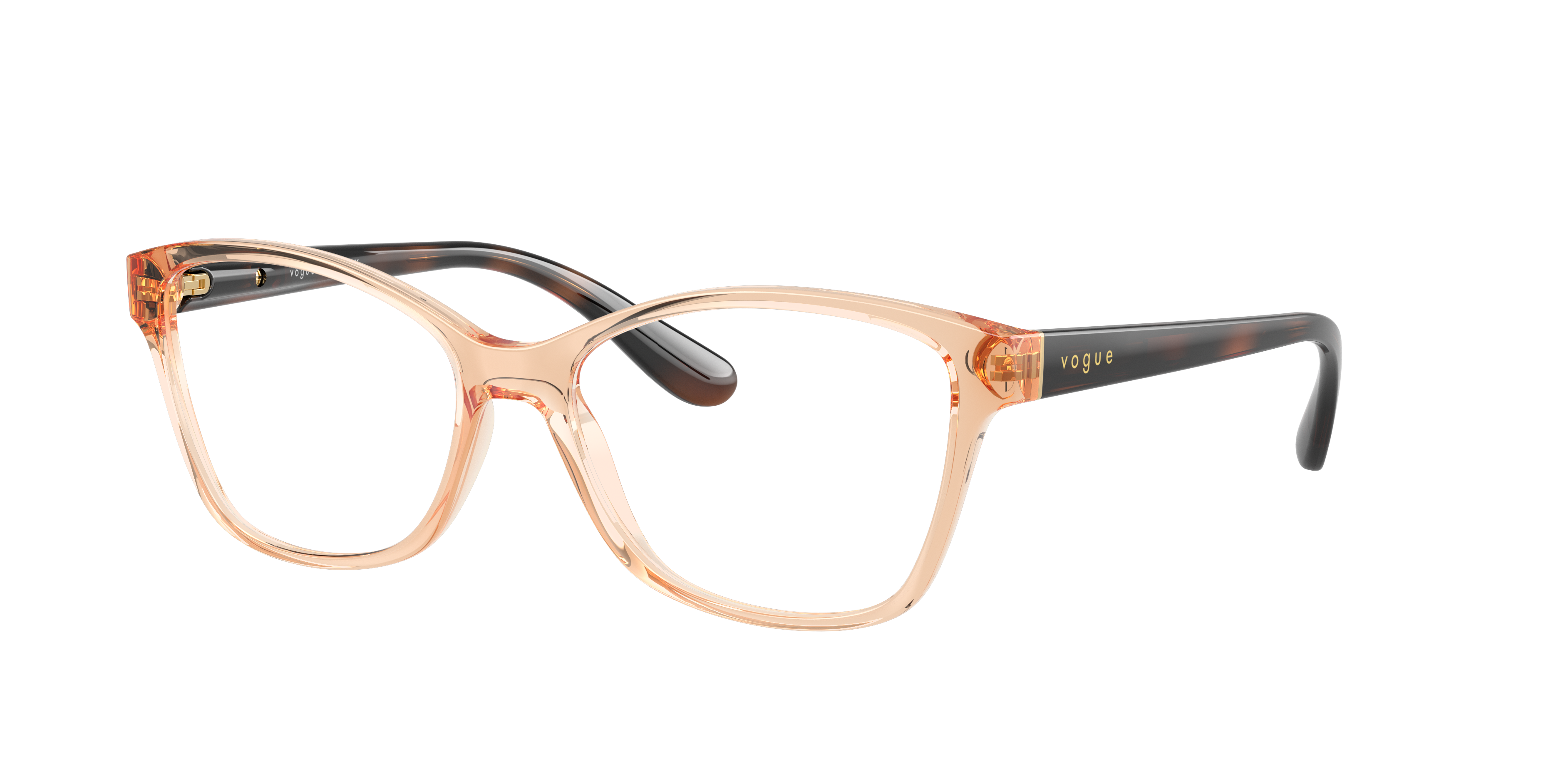 Vogue Eyewear VO2998 in Transparent Reddish Brown, three-quarter view #Colour_Transparent Reddish Brown