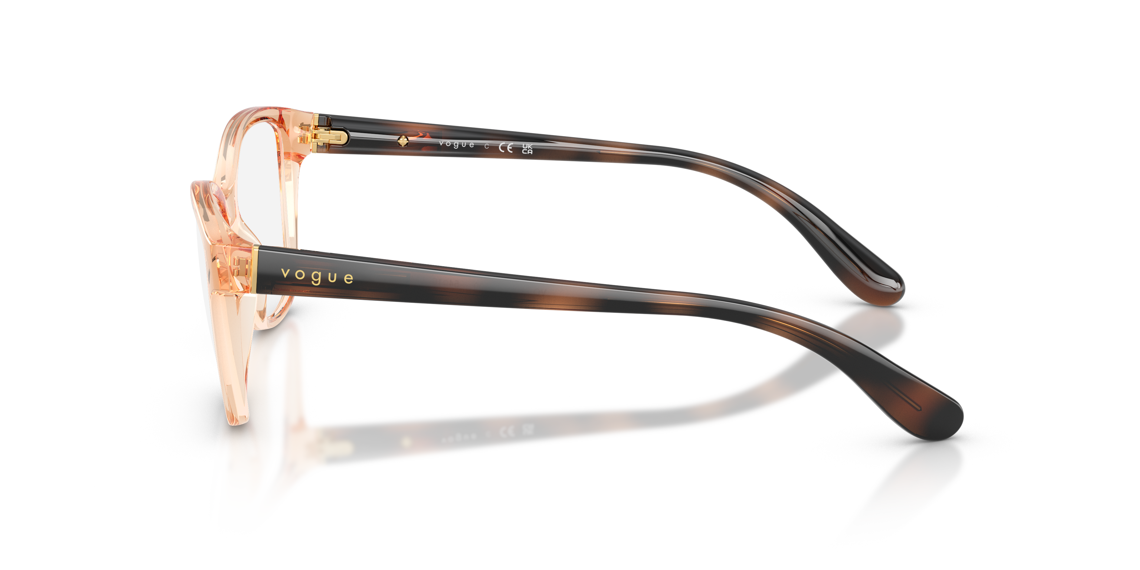 Vogue Eyewear VO2998 in Transparent Reddish Brown, side view #Colour_Transparent Reddish Brown