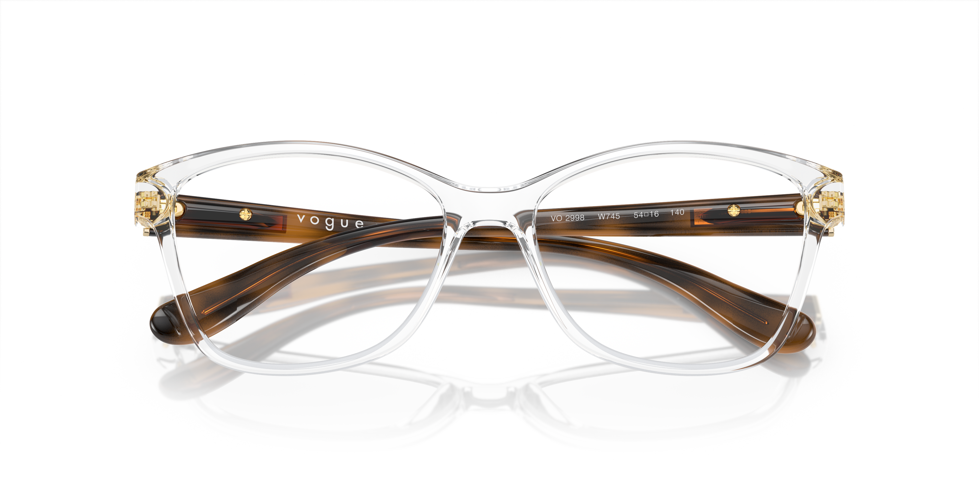 Vogue Eyewear VO2998 in Transparent, front detail view #Colour_Transparent