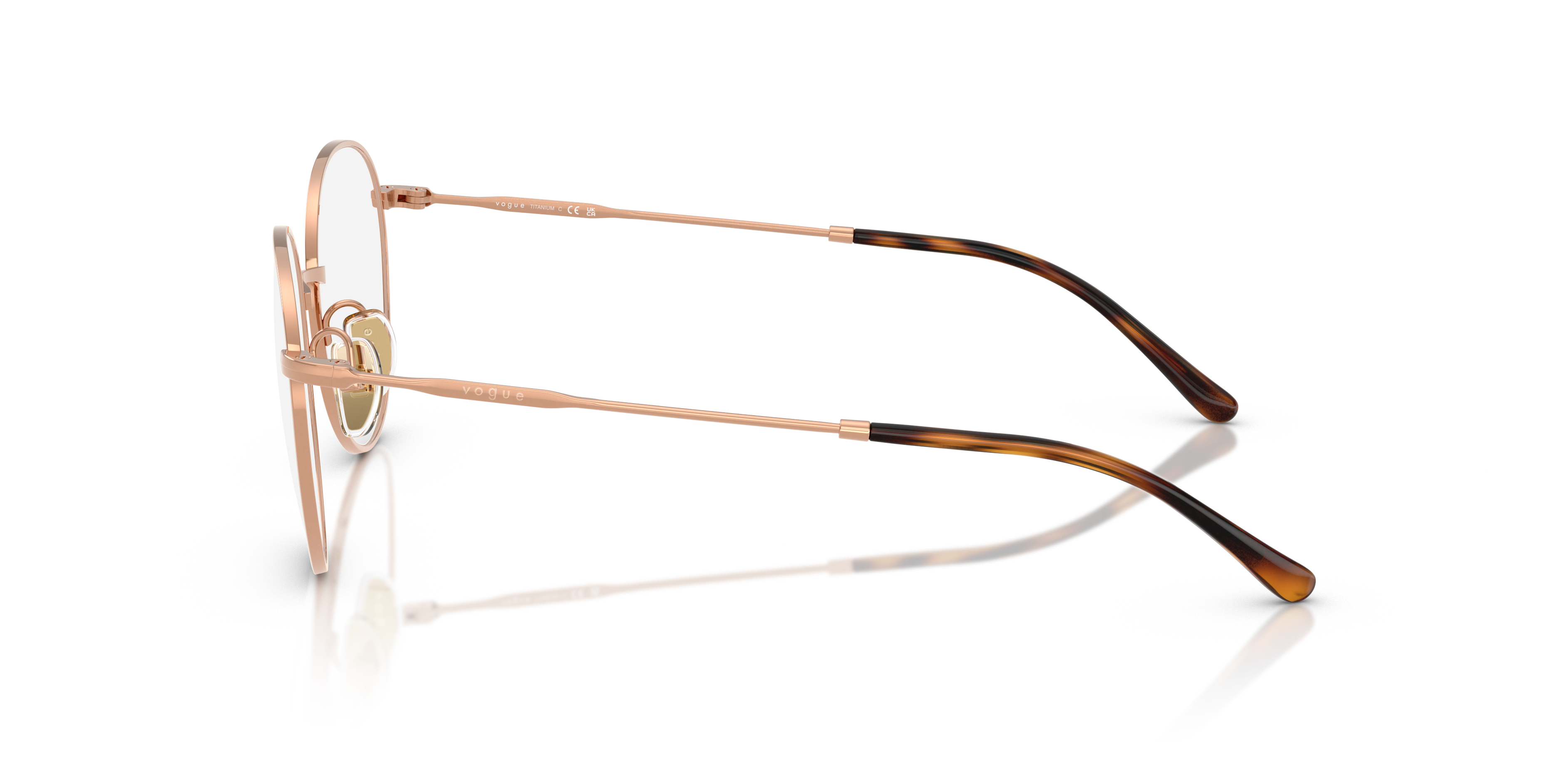 Vogue Eyewear VO4280T in Rose Gold, side view #Colour_Rose Gold