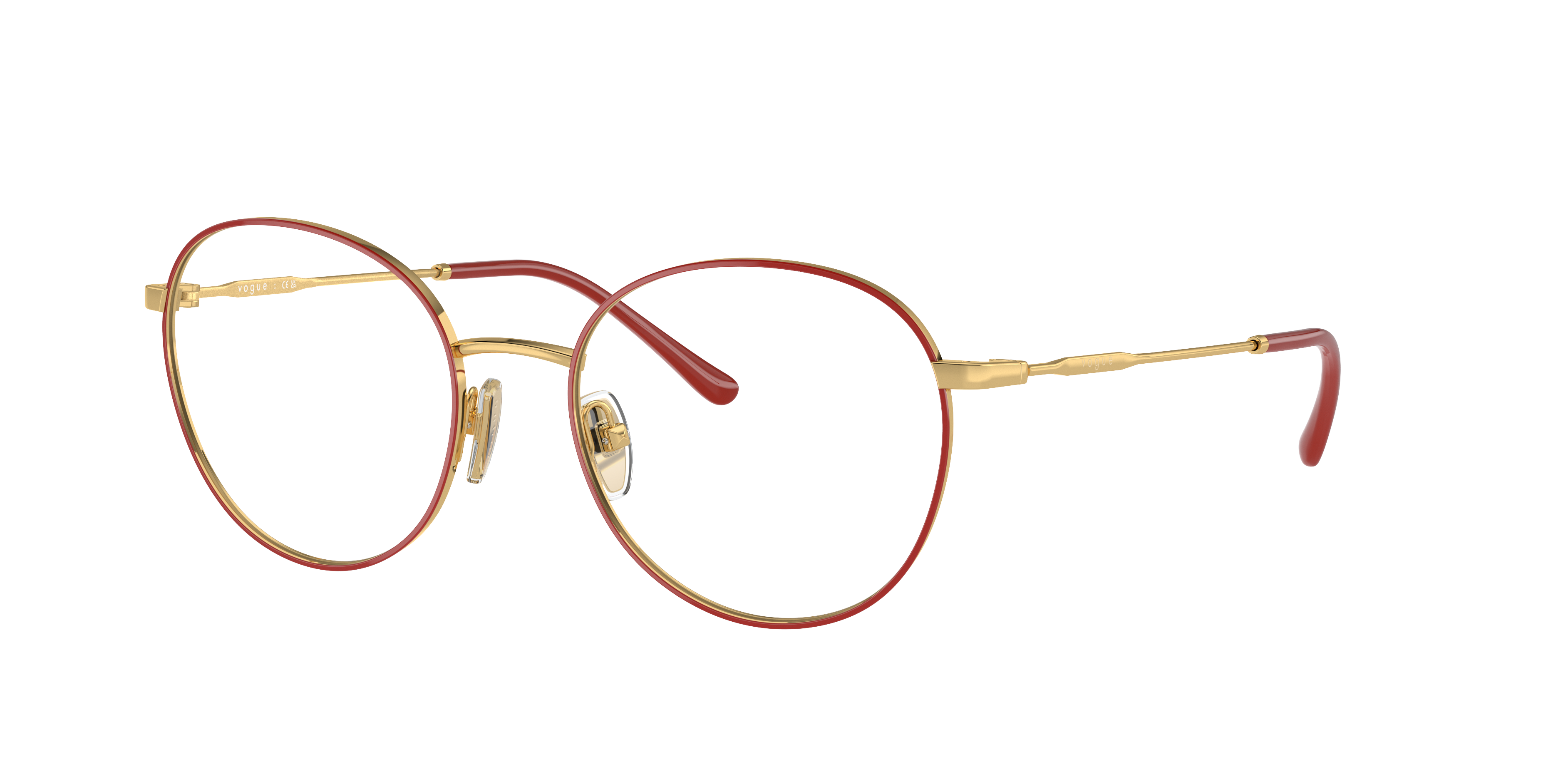 Vogue Eyewear VO4280 in Top Red/Gold, three-quarter view #Colour_Top Red/Gold