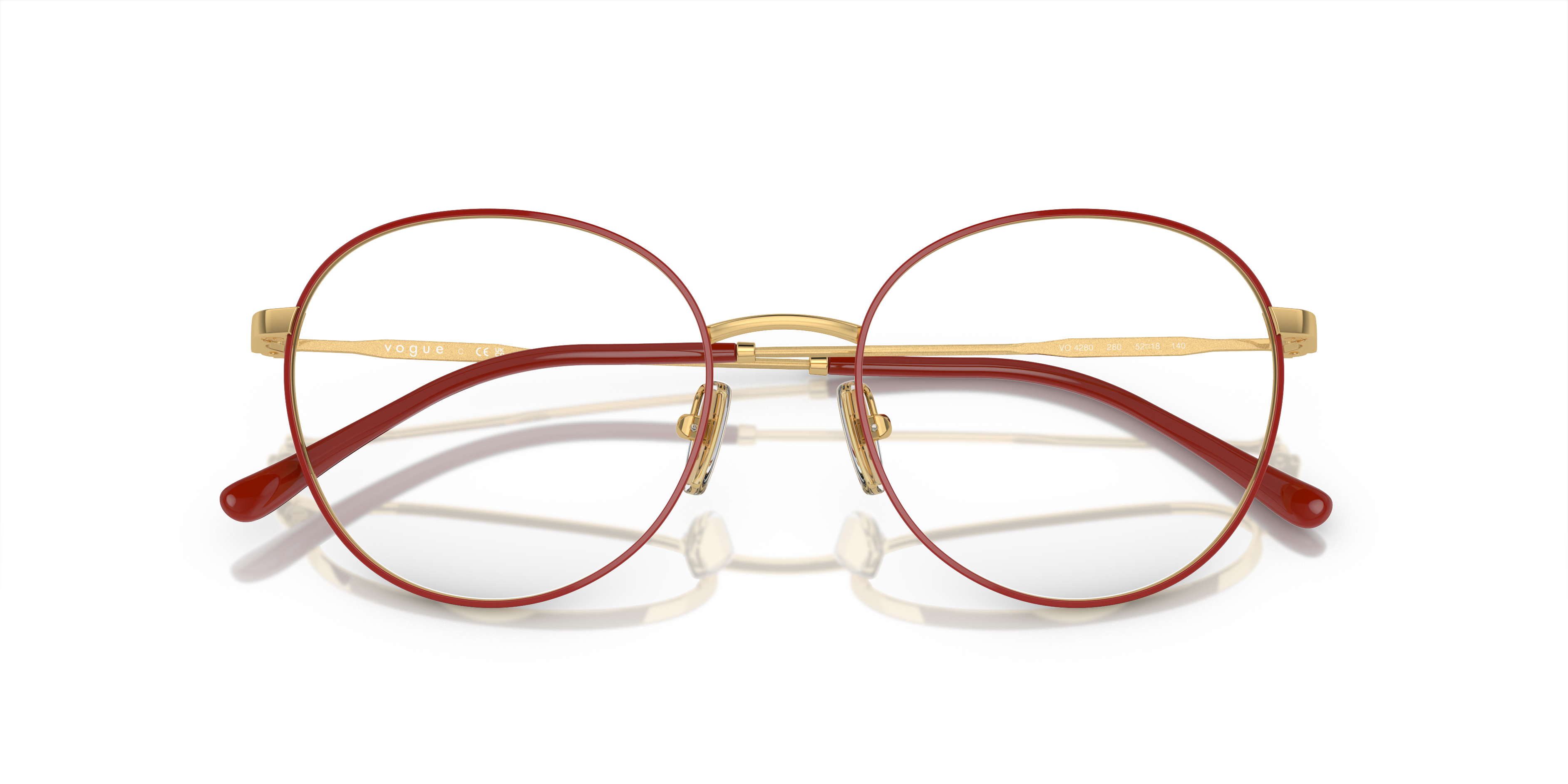 Vogue Eyewear VO4280 in Top Red/Gold, front detail view #Colour_Top Red/Gold