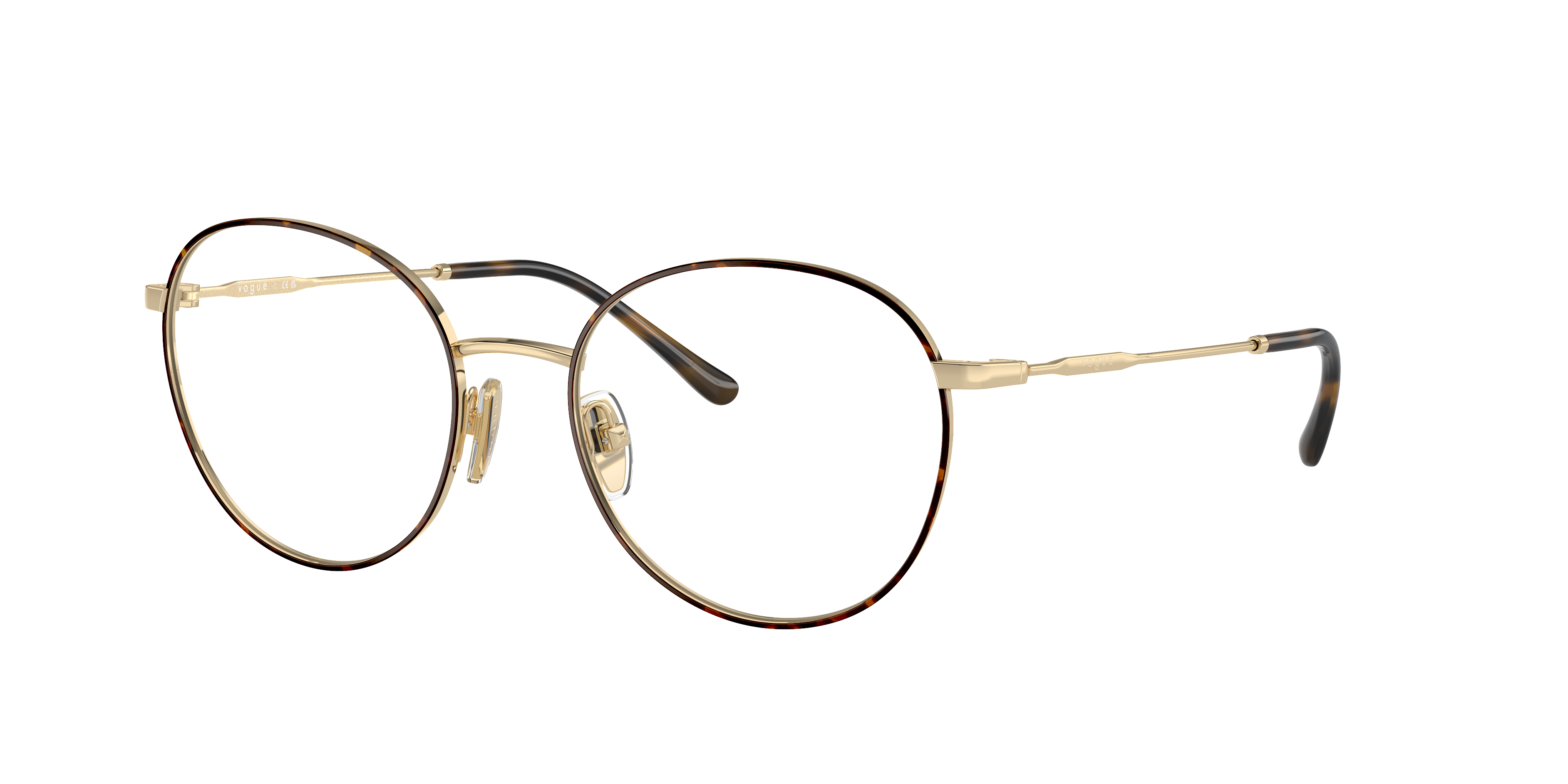Vogue Eyewear VO4280 in Top Havana/Pale Gold, three-quarter view #Colour_Top Havana/Pale Gold