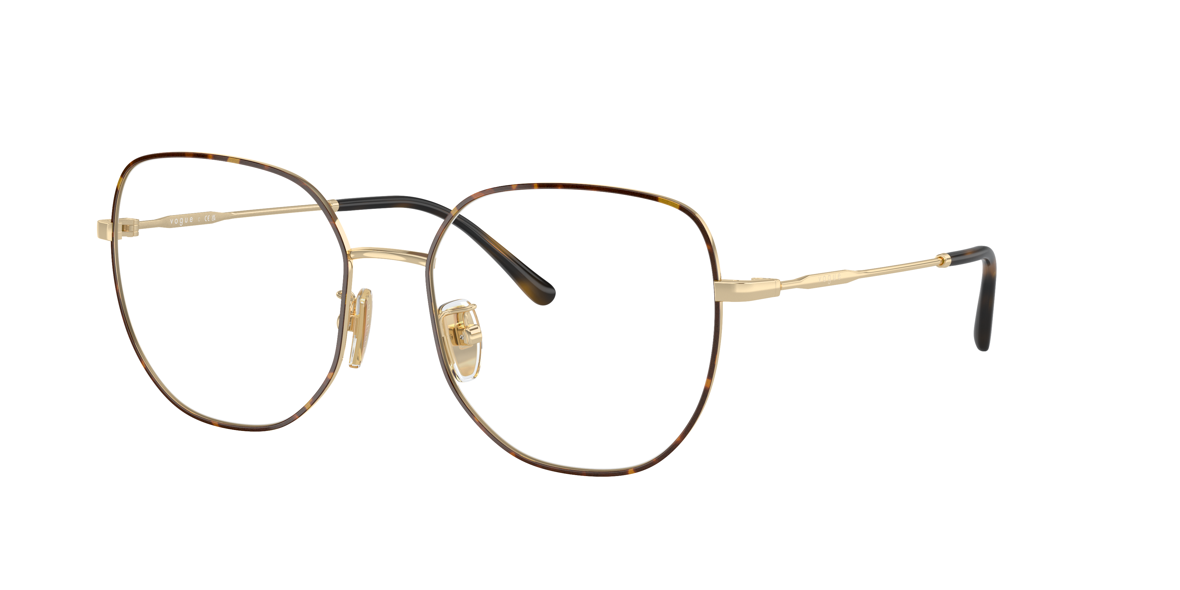 Vogue Eyewear VO4296D in Top Havana/Pale Gold, three-quarter view #Colour_Top Havana/Pale Gold
