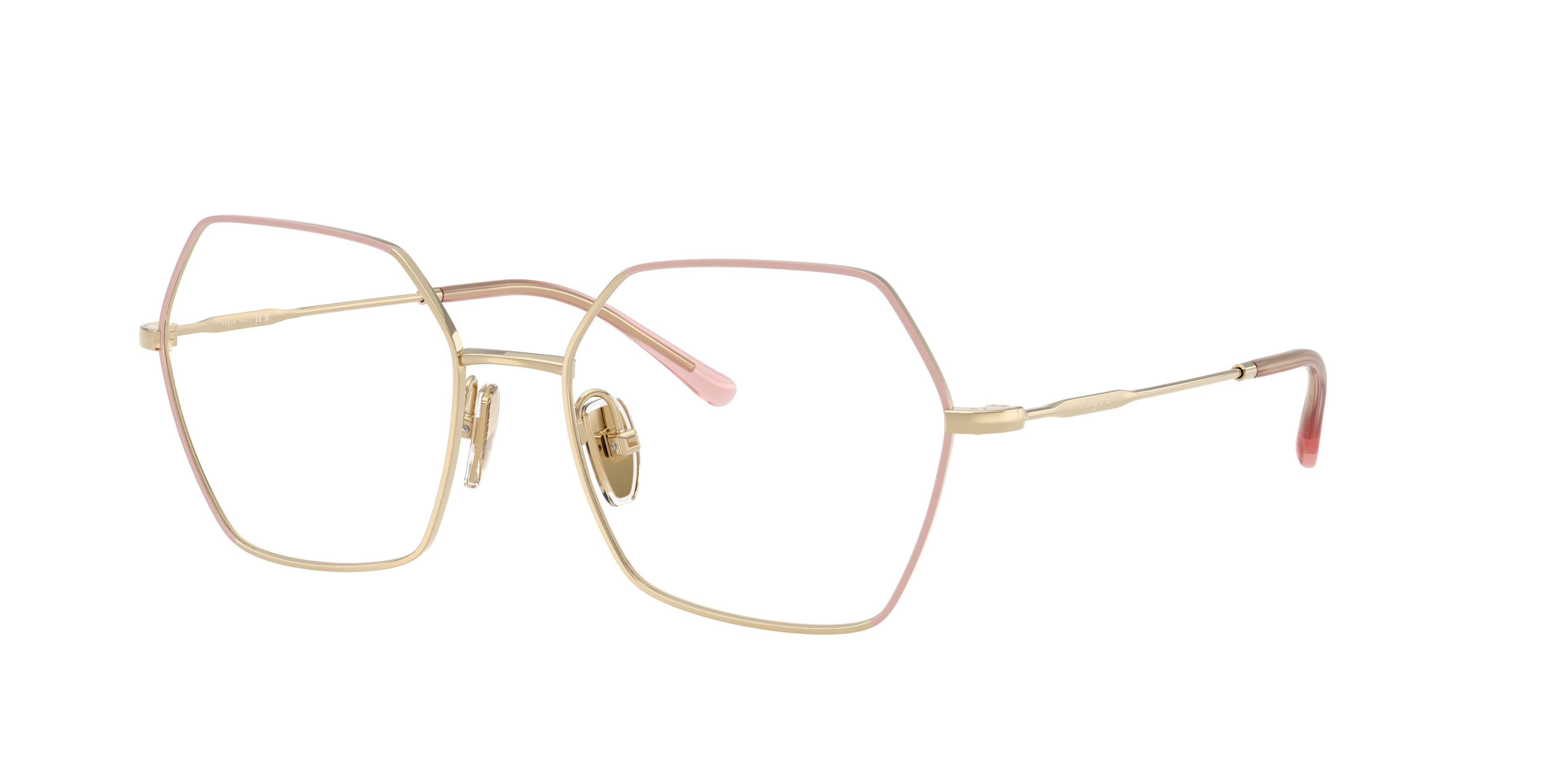 Vogue Eyewear VO4297T in Top Nude/Light Gold, three-quarter view #Colour_Top Nude/Light Gold