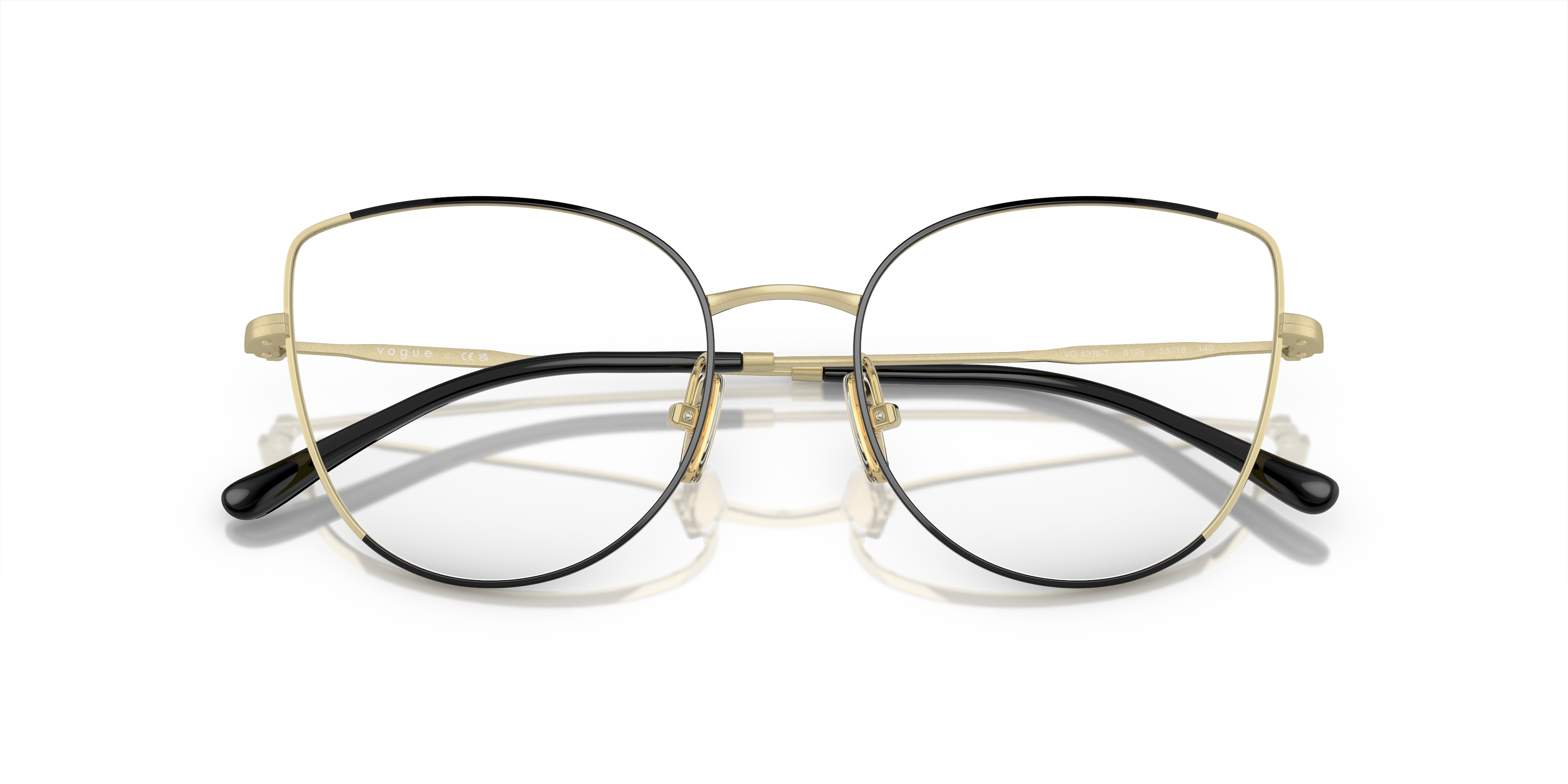 Vogue Eyewear VO4298T in Top Black/Light Gold, front detail view #Colour_Top Black/Light Gold