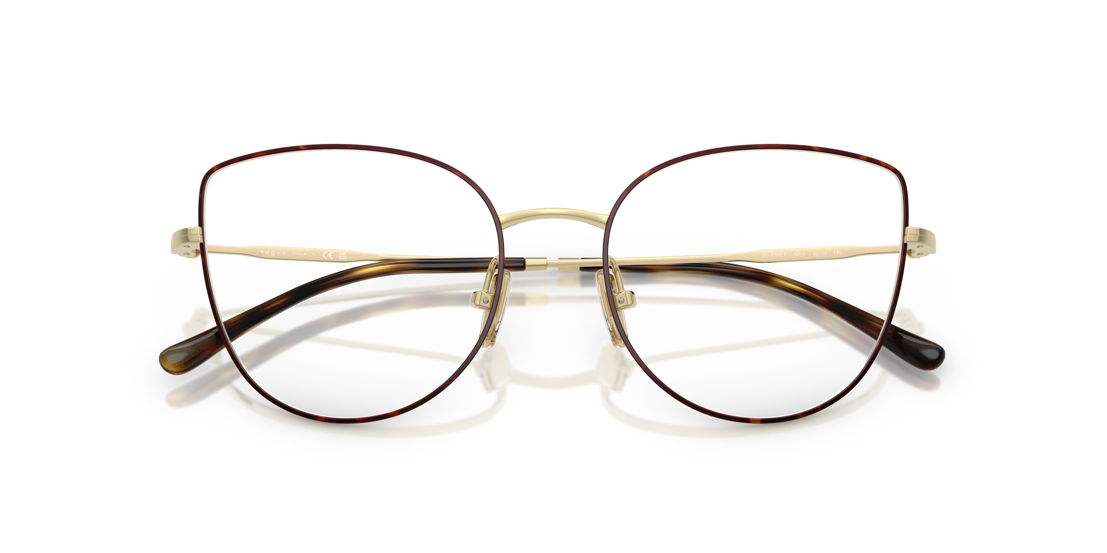 Vogue Eyewear VO4298T in Top Havana/Light Gold, front detail view #Colour_Top Havana/Light Gold