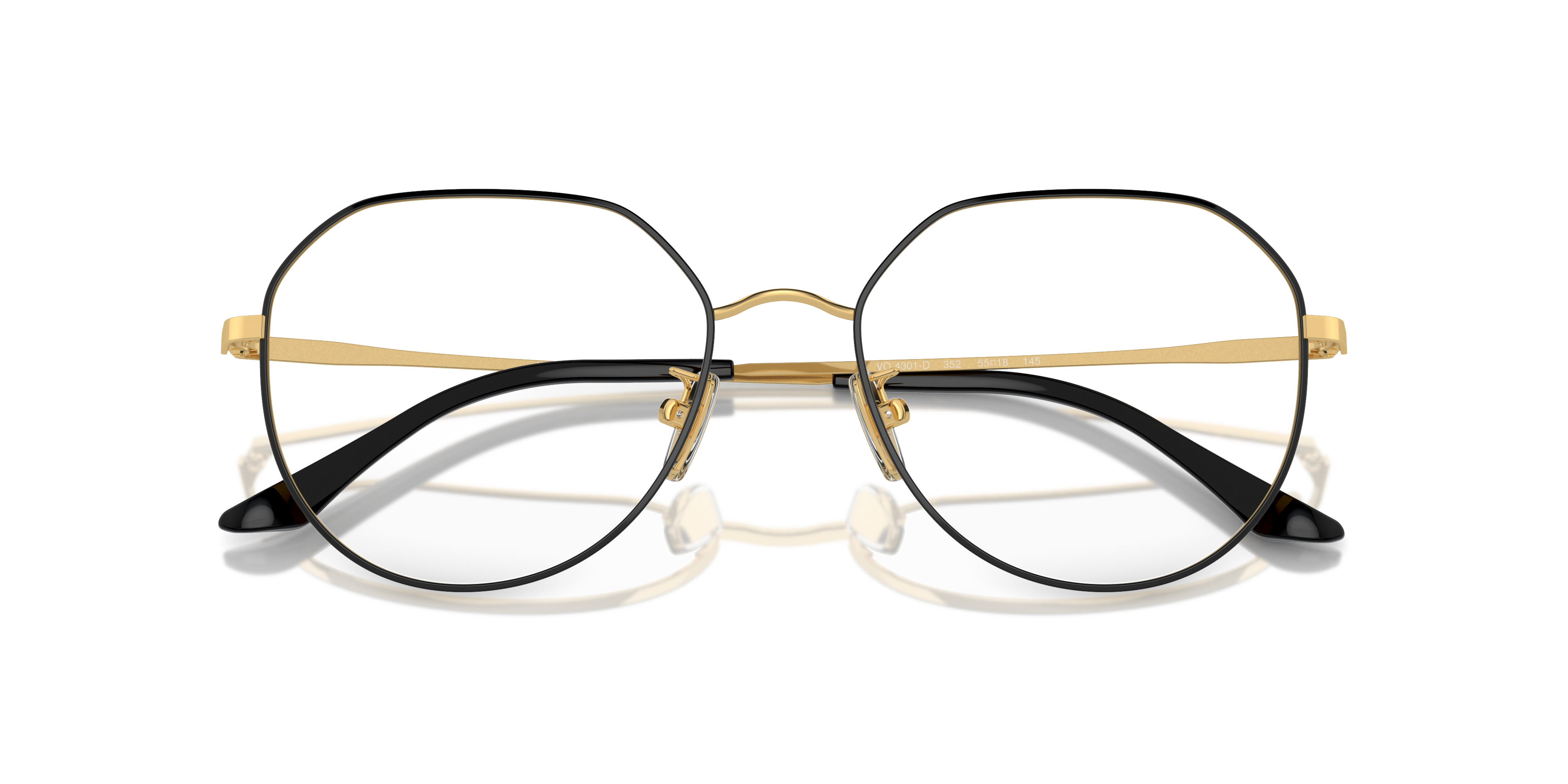 Vogue Eyewear VO4301D in Top Black/Gold, front detail view #Colour_Top Black/Gold
