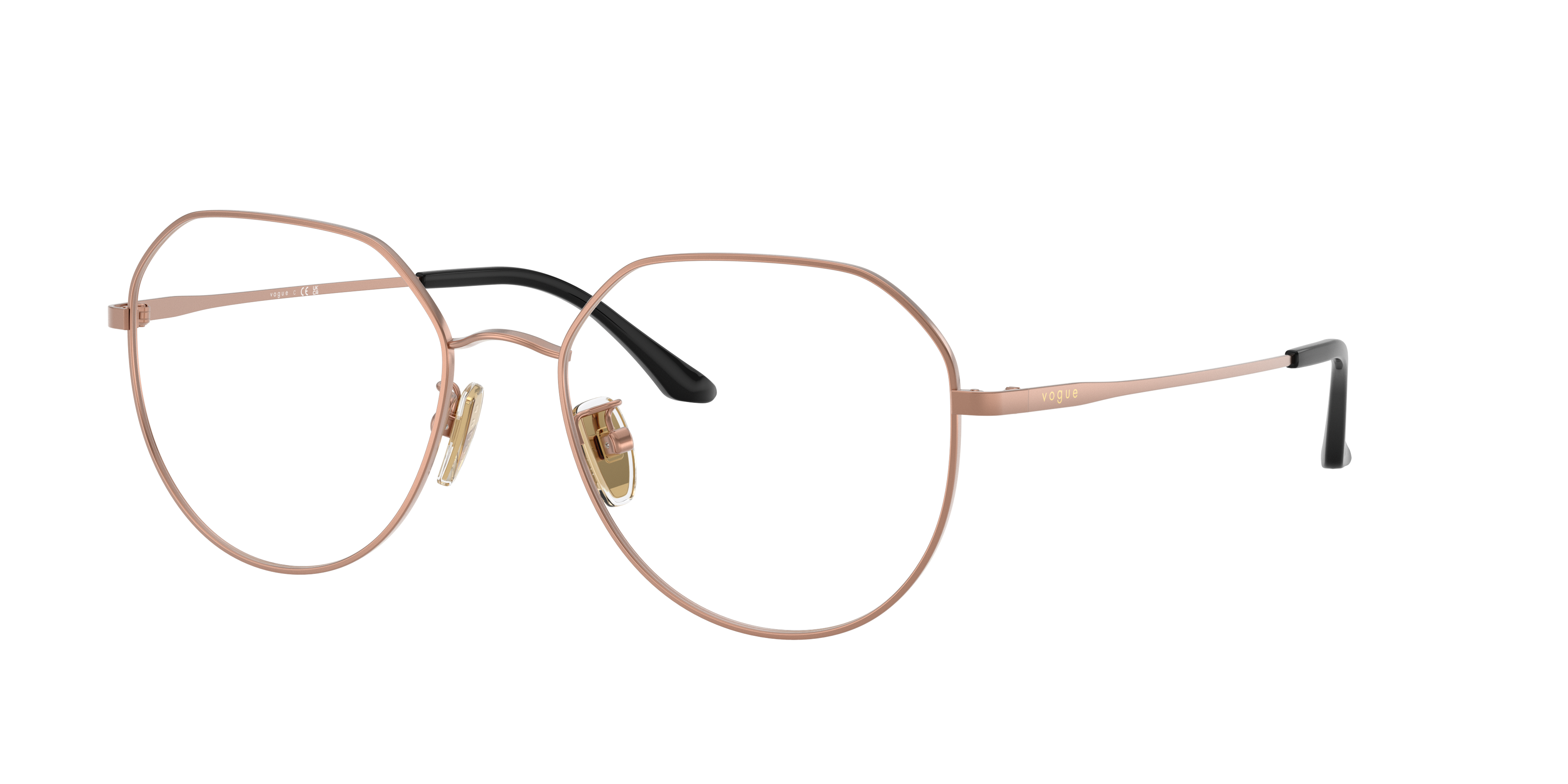 Vogue Eyewear VO4301D in Matte Rose Gold, three-quarter view #Colour_Matte Rose Gold
