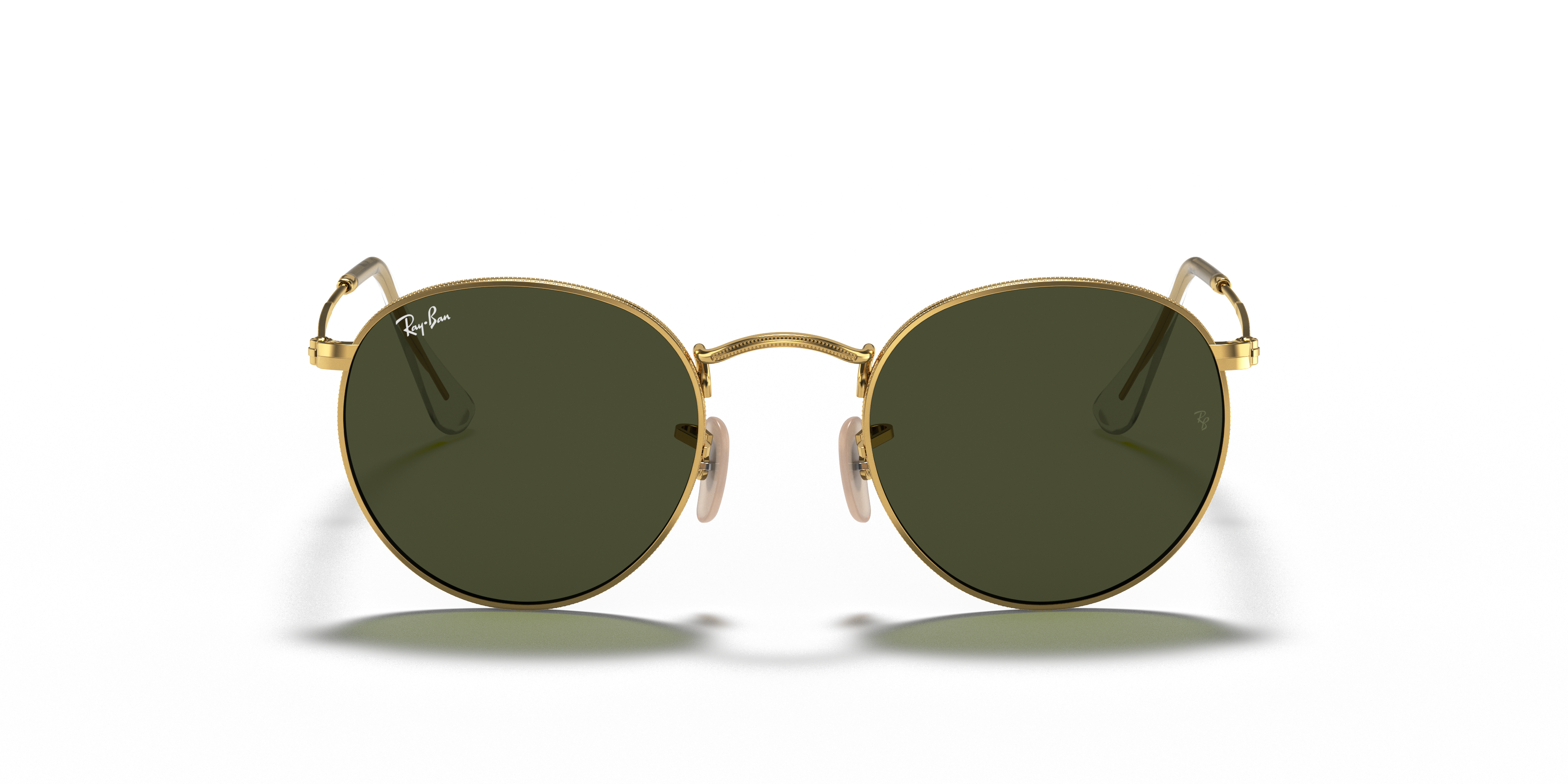 Ray-Ban Round Metal RB3447 in Gold / Green (G-15), front view #Colour_Gold / Green (G-15) (001)