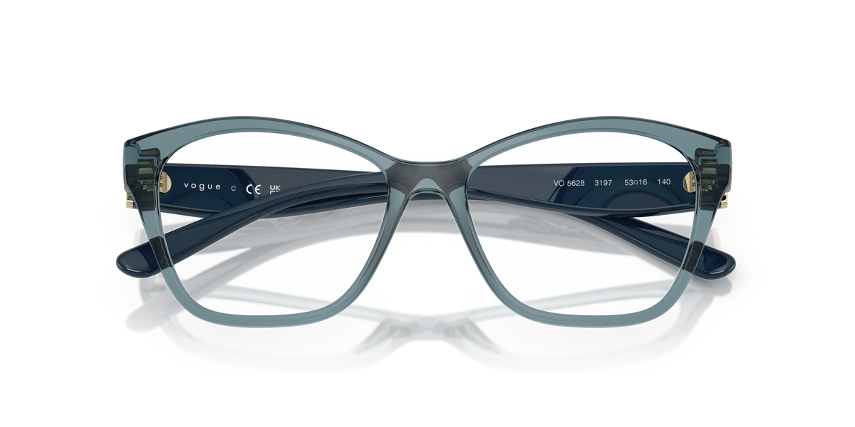 Vogue Eyewear VO5628 in Transparent Light Blue, front detail view #Colour_Transparent Light Blue (3197)