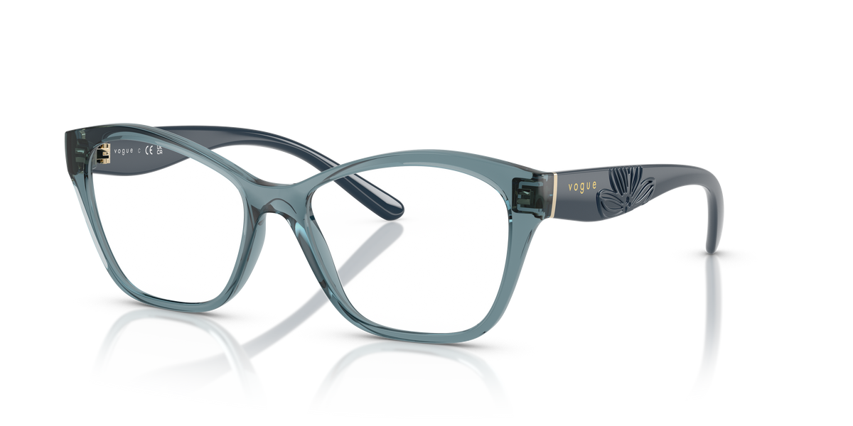 Vogue Eyewear VO5628 in Transparent Light Blue, three-quarter view #Colour_Transparent Light Blue (3197)