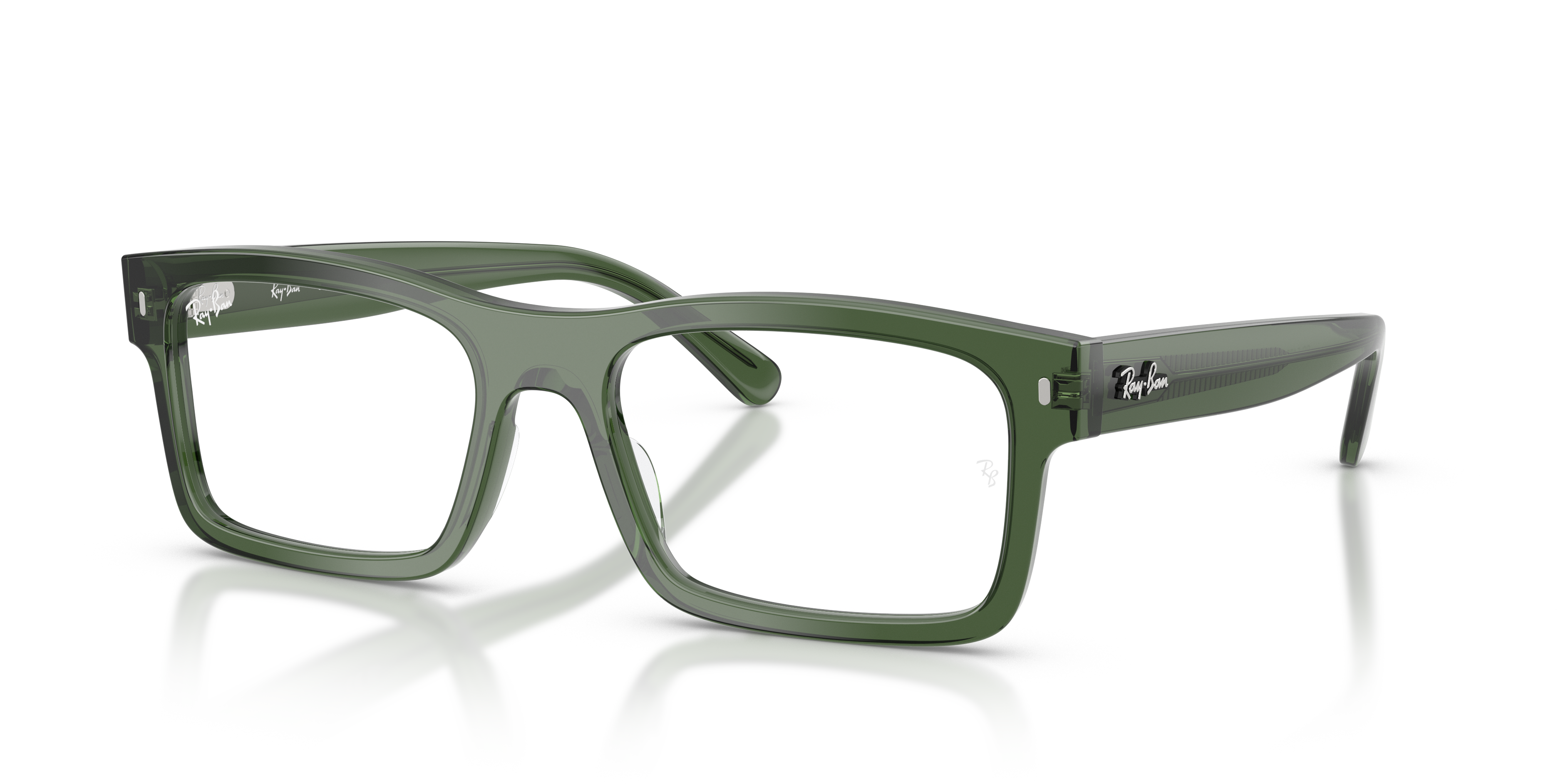 Ray-Ban RB5435 in Transparent Green, three-quarter view #Colour_Transparent Green (8514)
