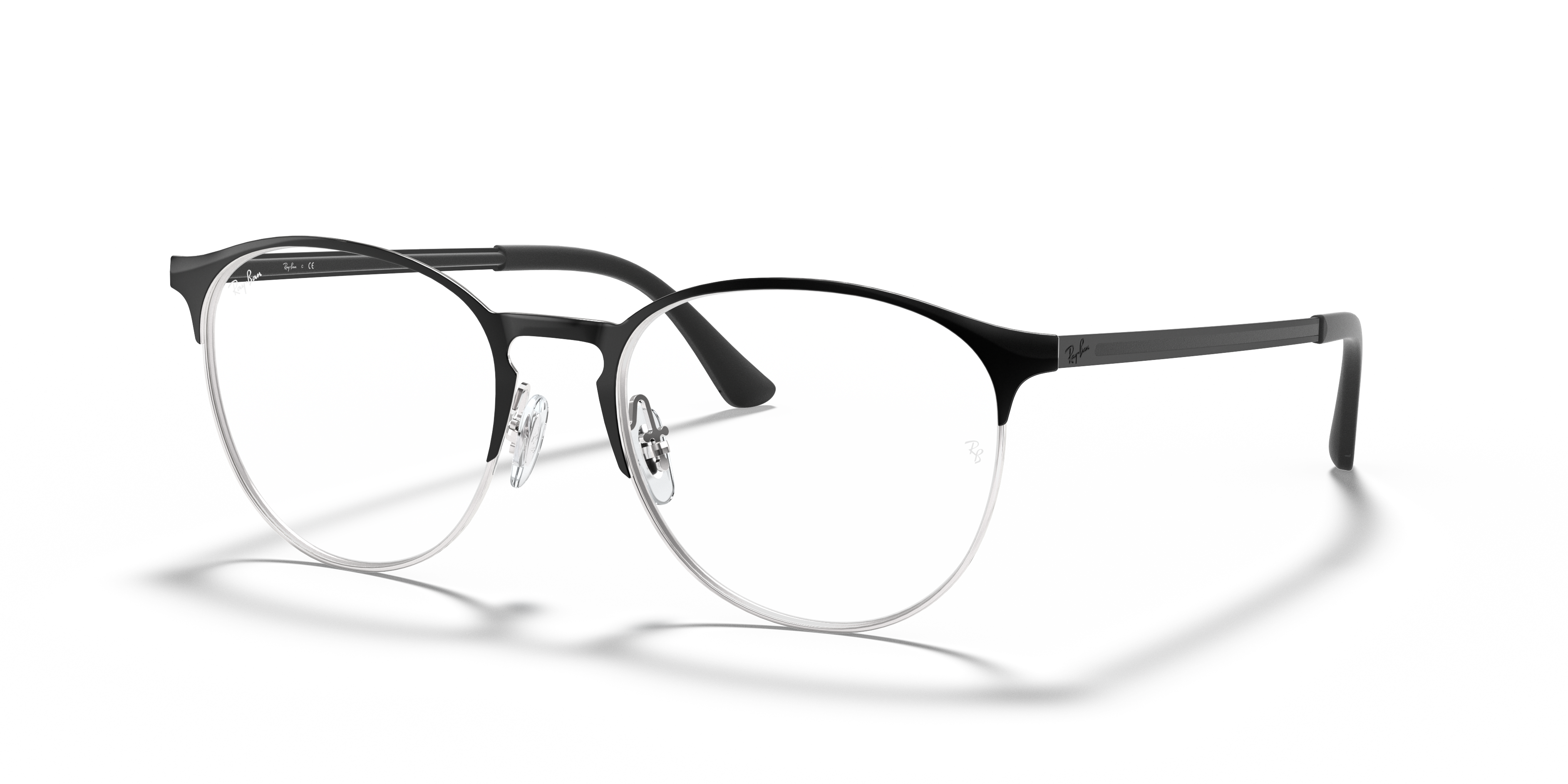 Ray-Ban RB6375 in Black On Silver, three-quarter view #Colour_Black On Silver (2861)