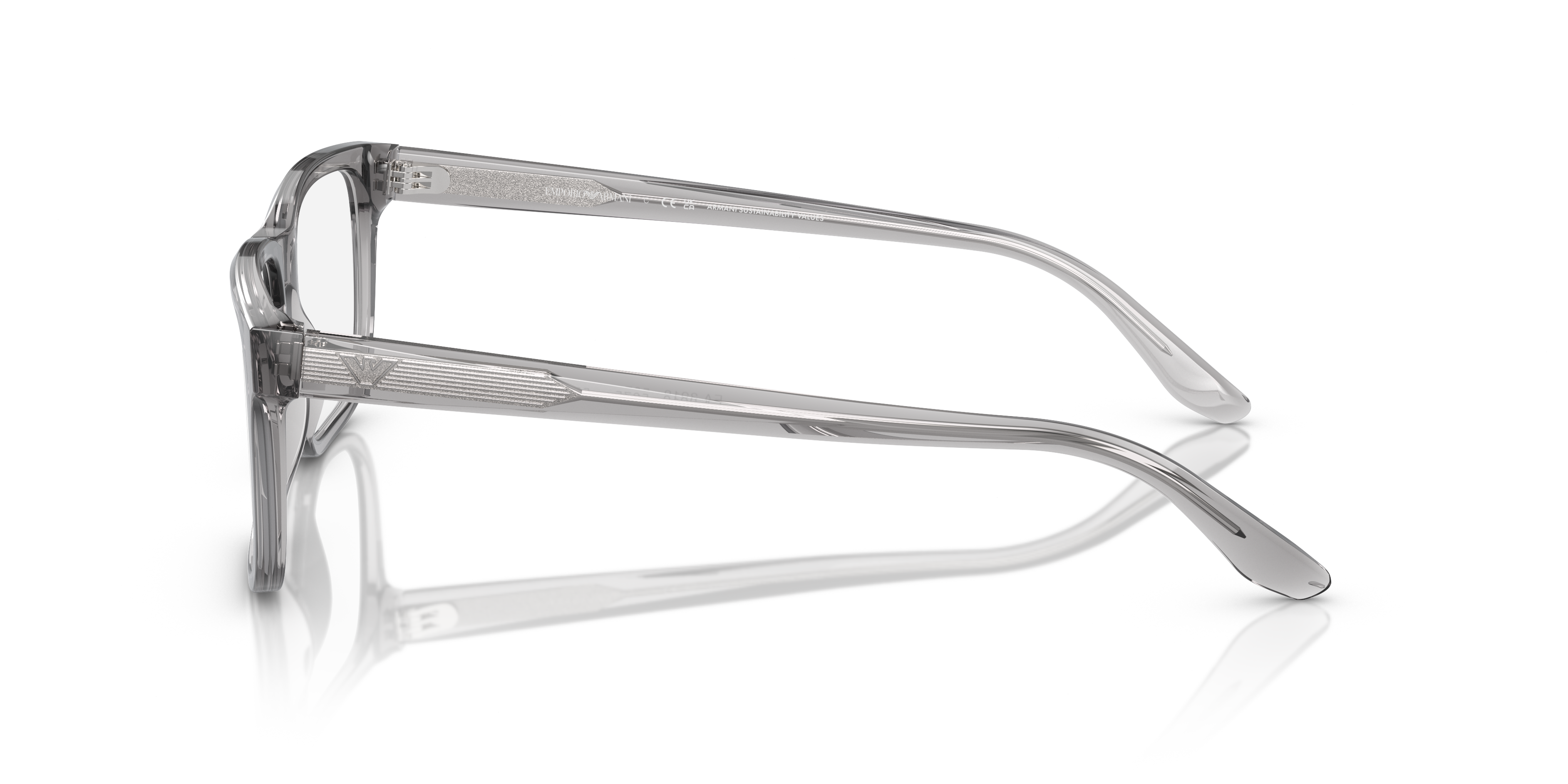 Emporio Armani EA3218 Shiny Transparent Grey side view