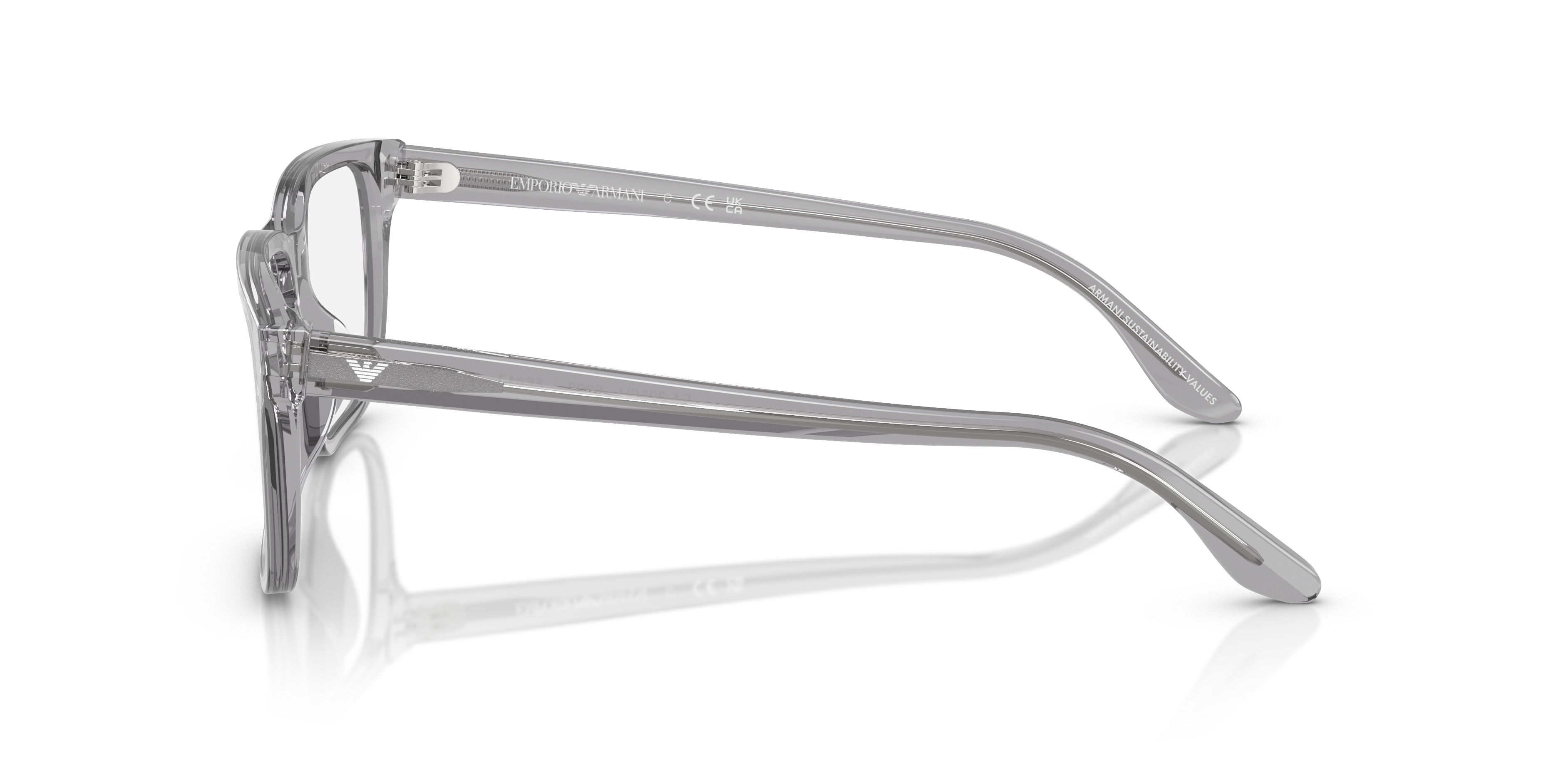Emporio Armani EA3250U Shiny Transparent Grey side view
