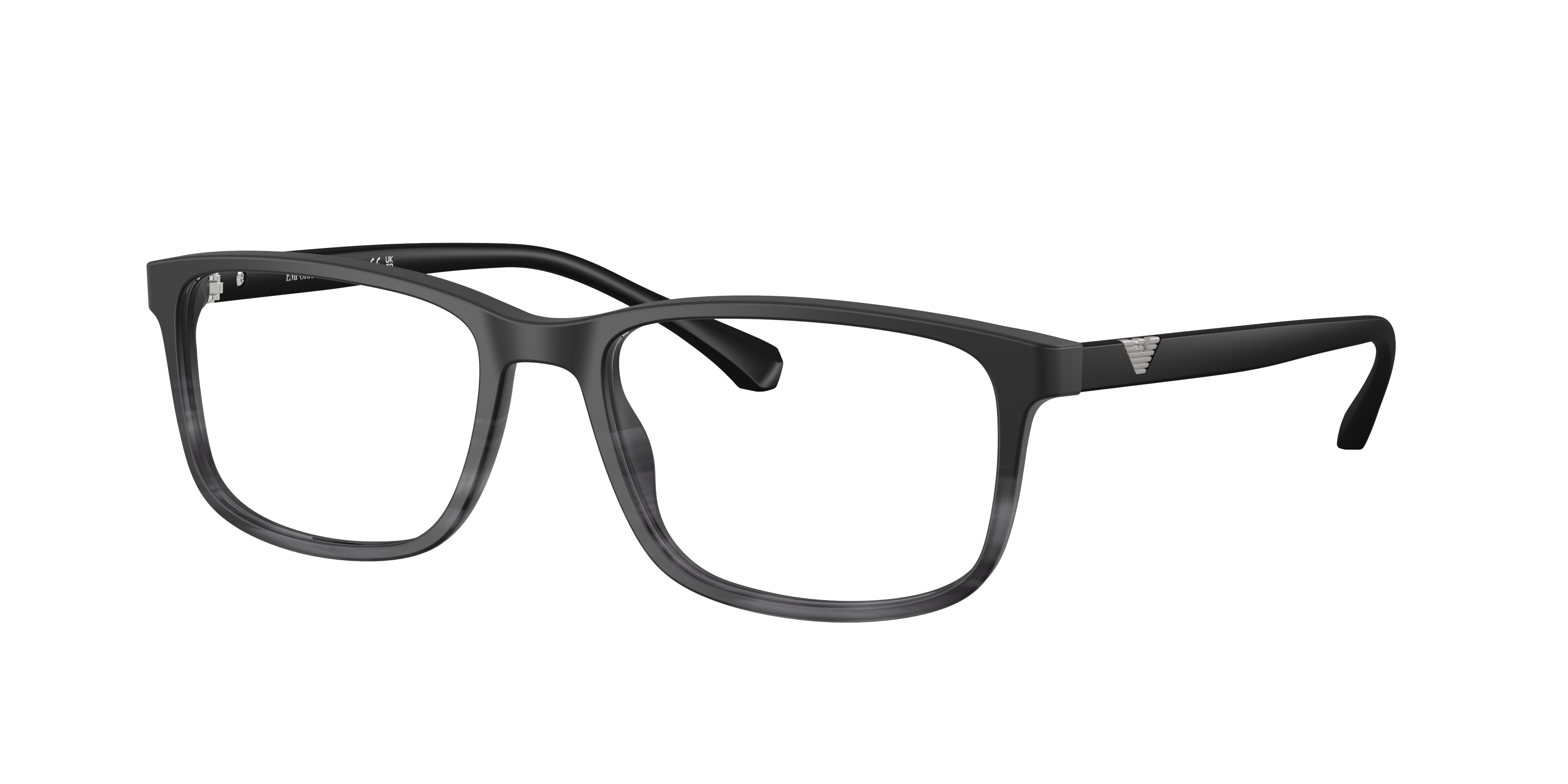Emporio Armani EA3098 in Matte Black & Striped Grey, three-quarter view #Colour_Matte Black & Striped Grey