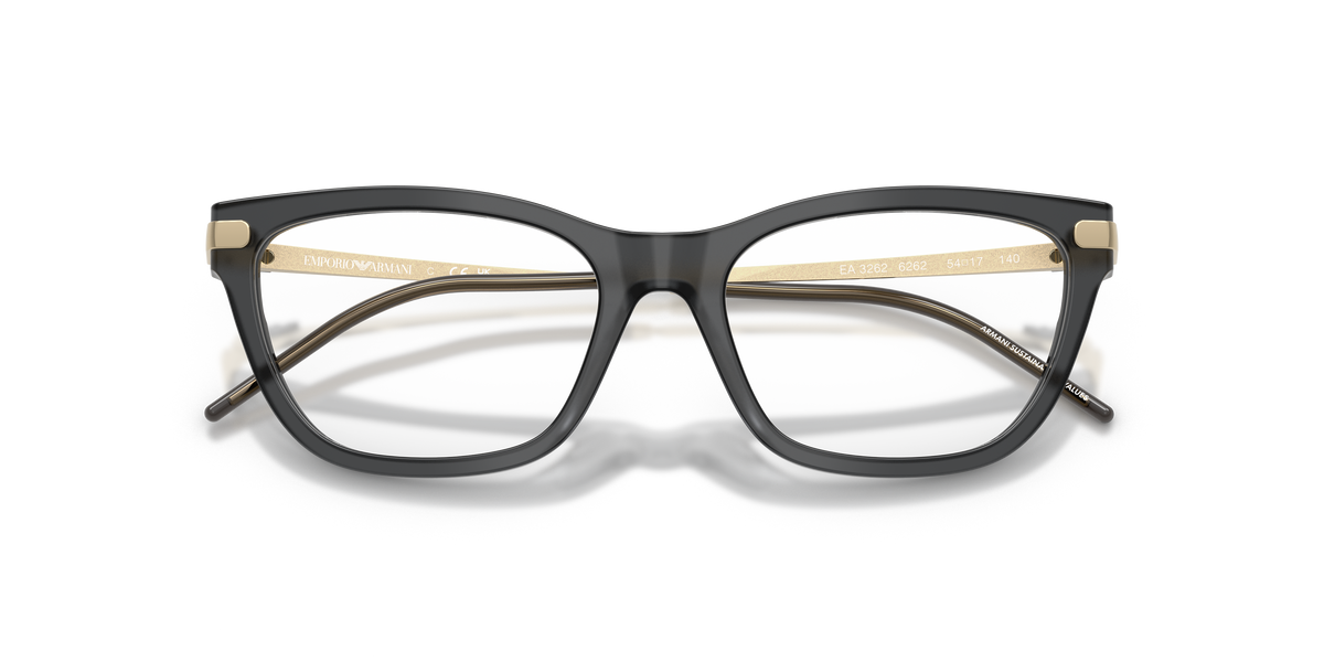 Emporio Armani EA3262 in Shiny Opal Black, front detail view #Colour_Shiny Opal Black (6262)