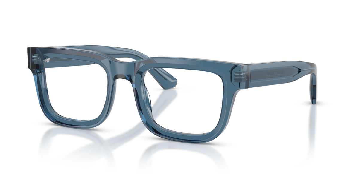 Emporio Armani EA3279 Shiny Transparent Blue three-quarter view
