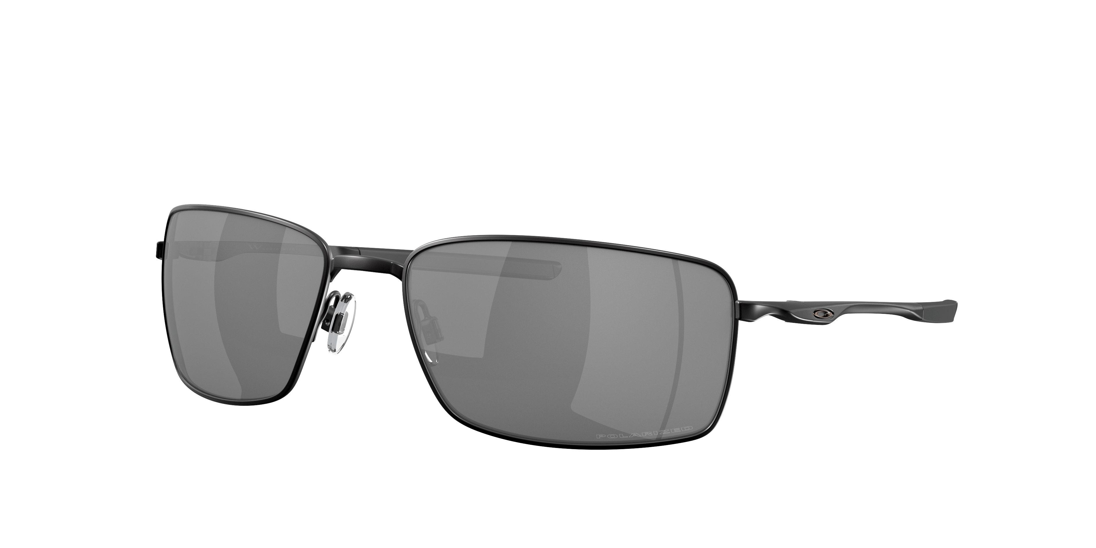 Oakley Square Wire OO4075 in Matte Black / Black Iridium Polarized, three-quarter view #Colour_Matte Black / Black Iridium Polarized