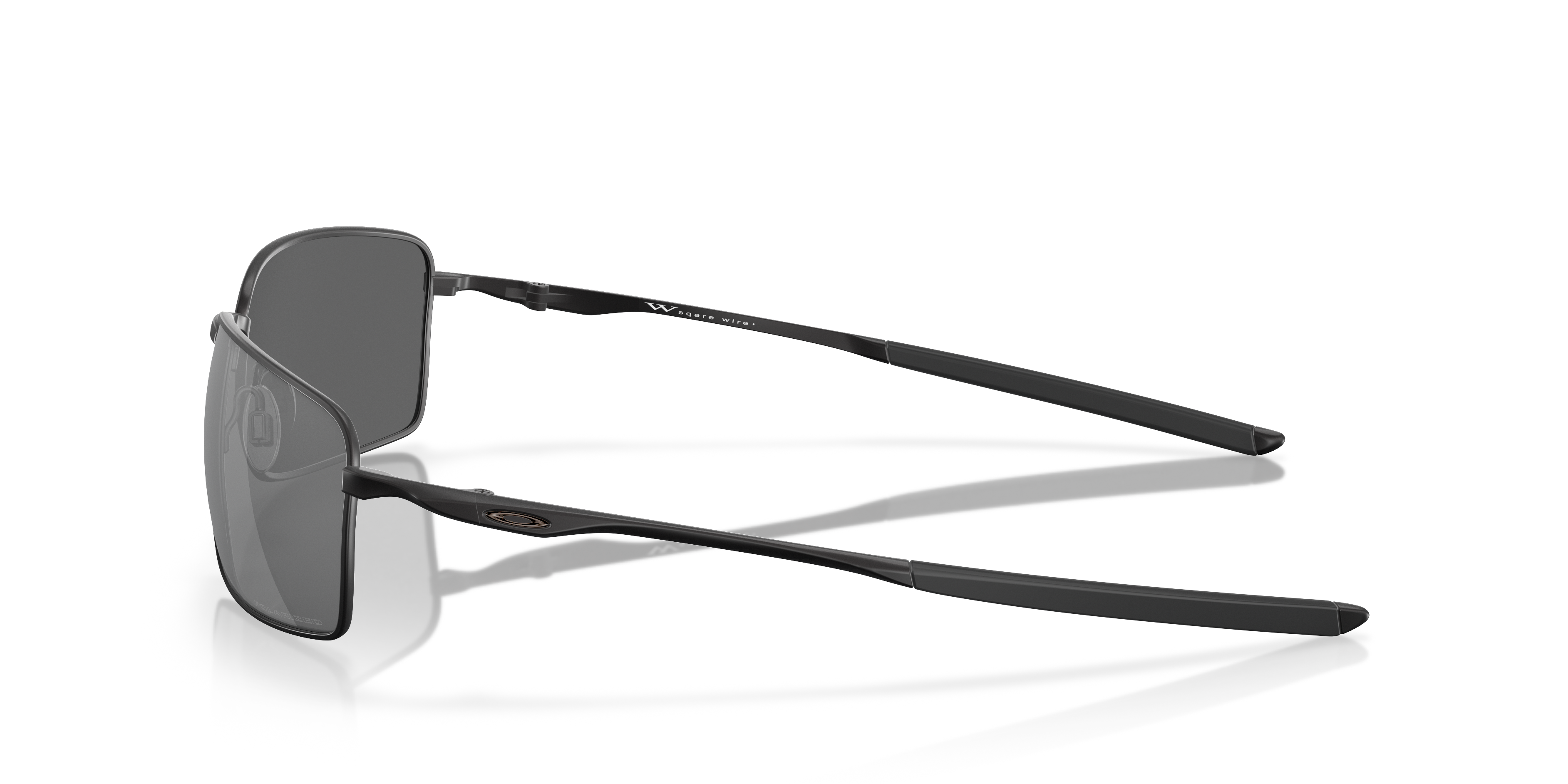 Oakley Square Wire OO4075 in Matte Black / Black Iridium Polarized, side view #Colour_Matte Black / Black Iridium Polarized