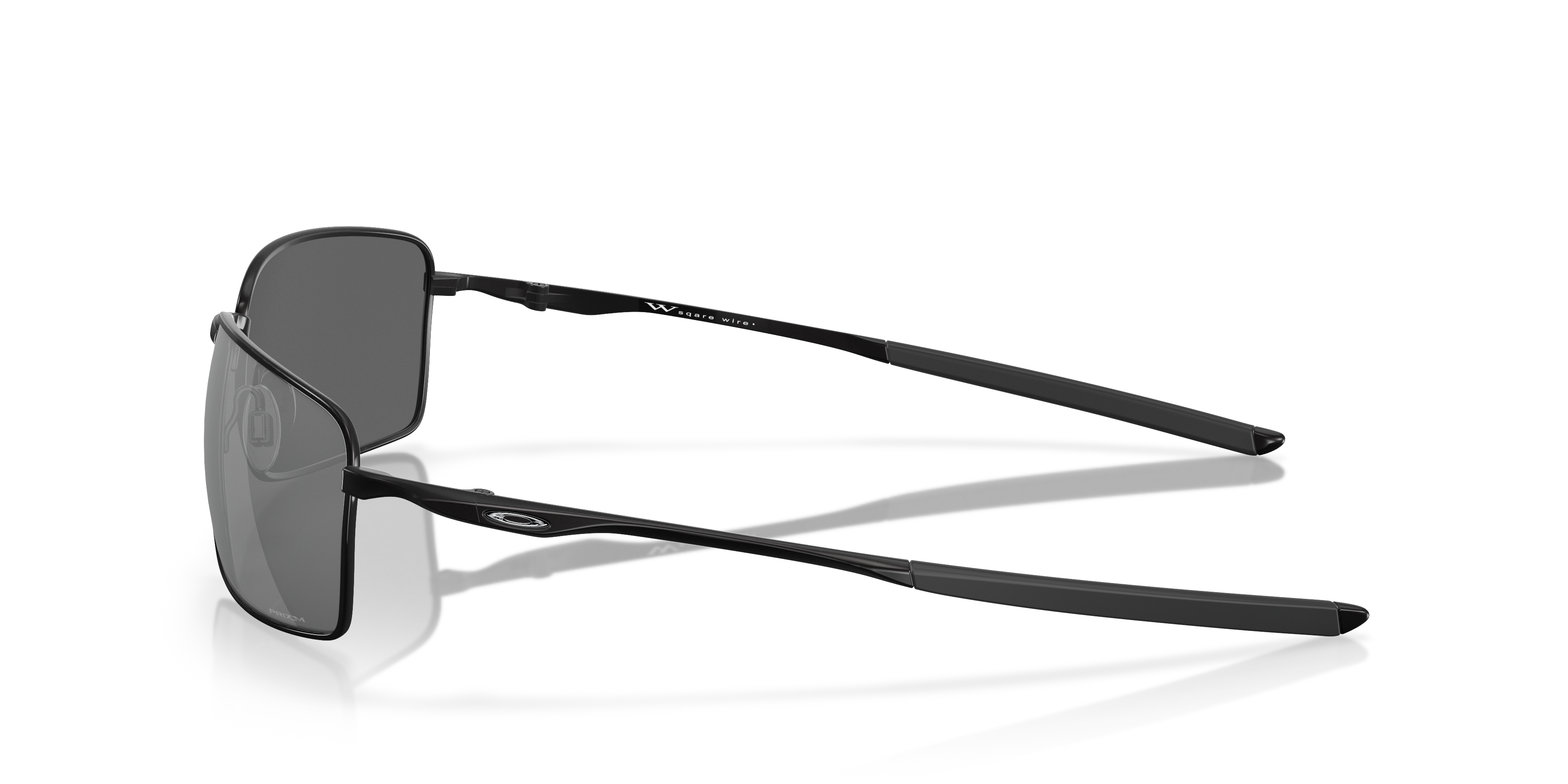 Oakley Square Wire OO4075 in Polished Black / Prizm Black, side view #Colour_Polished Black / Prizm Black