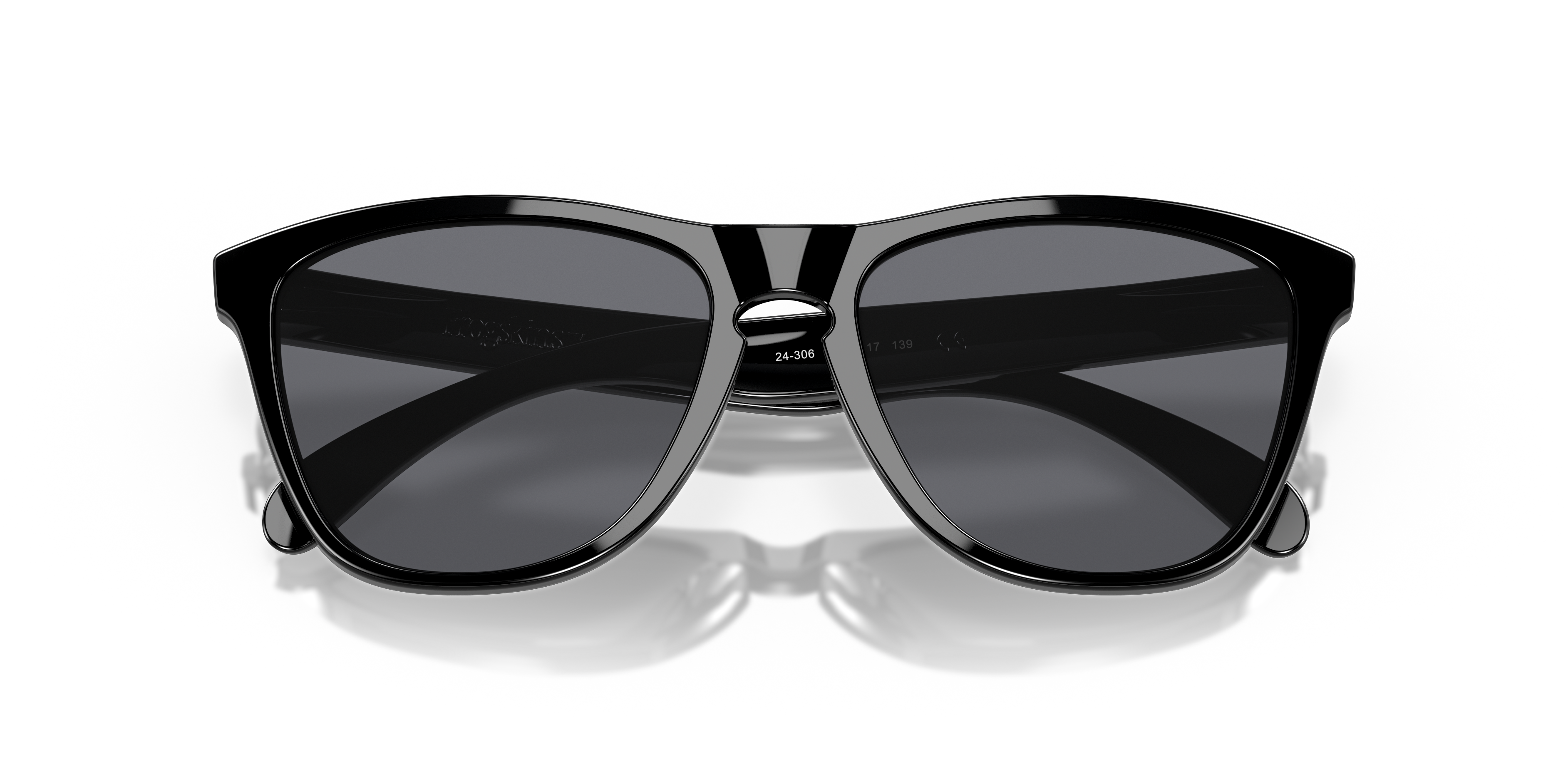 Oakley Frogskins OO9013 in Polished Black / Grey, front detail view #Colour_Polished Black / Grey