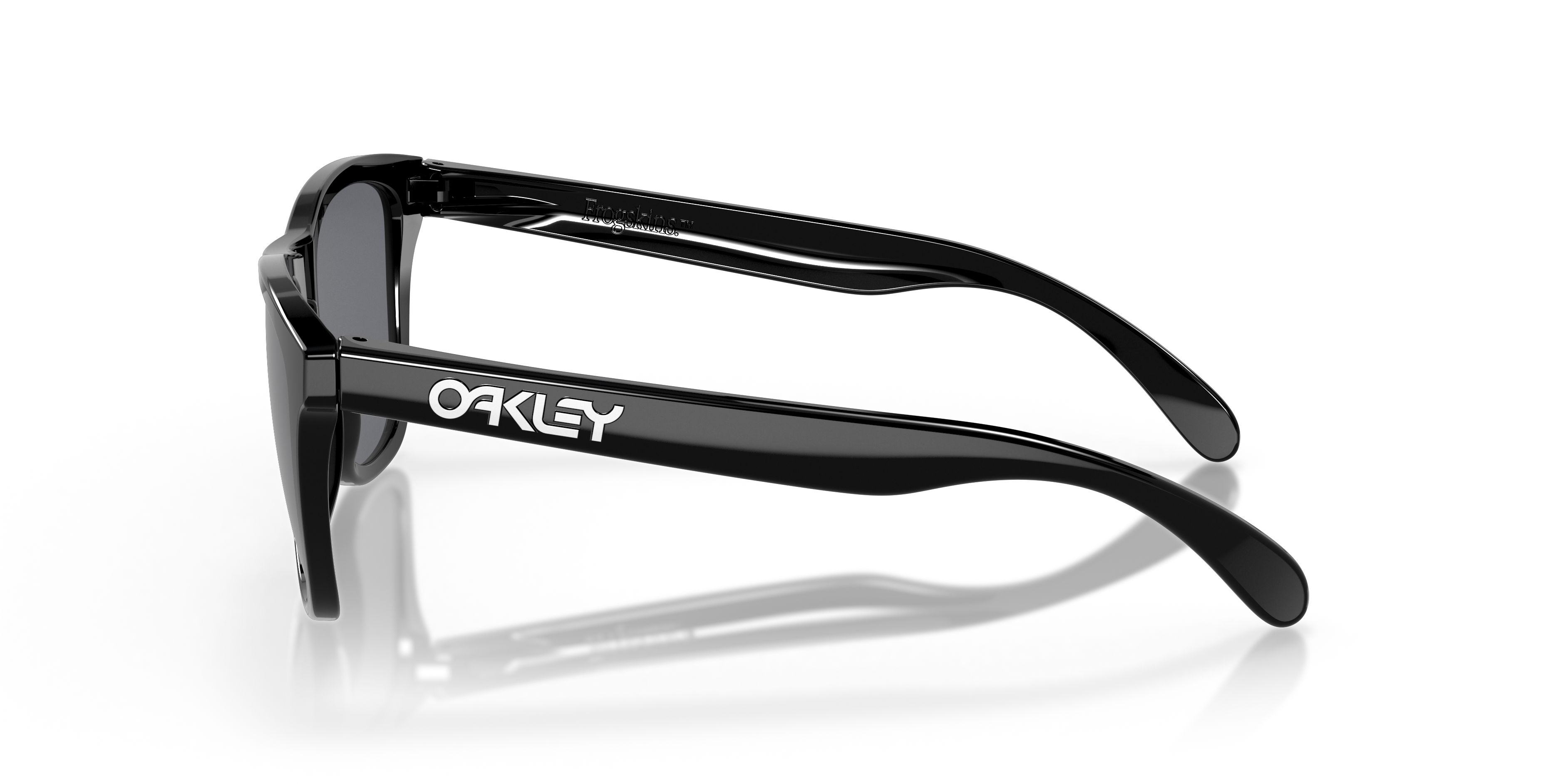 Oakley Frogskins OO9013 in Polished Black / Grey, side view #Colour_Polished Black / Grey