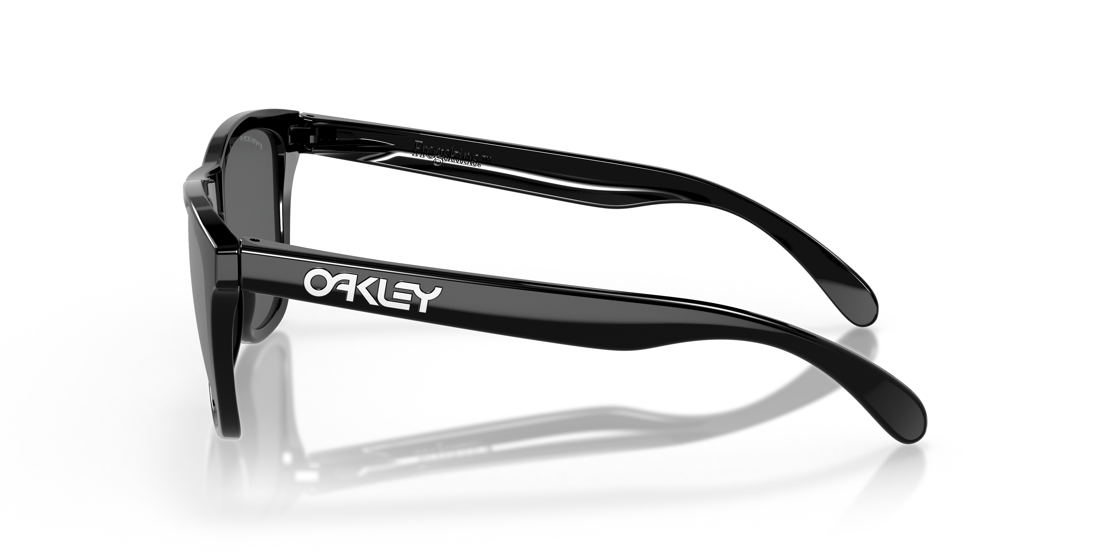Oakley Frogskins OO9013 in Polished Black / Prizm Black, side view #Colour_Polished Black / Prizm Black