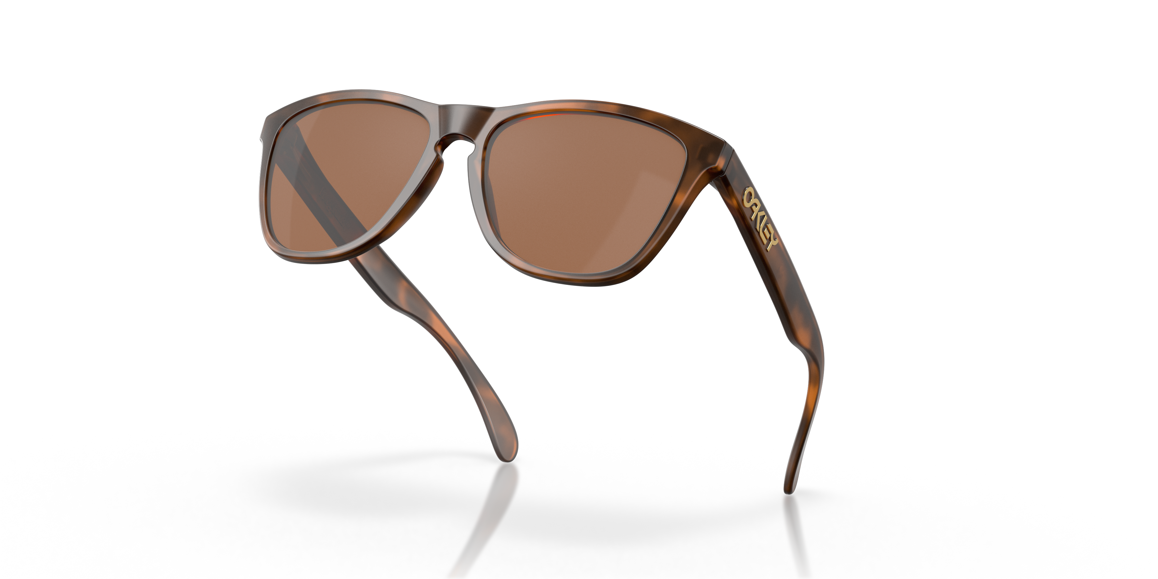 Oakley Frogskins OO9013 in Matte Tortoise / Prizm Tungsten, angled view #Colour_Matte Tortoise / Prizm Tungsten