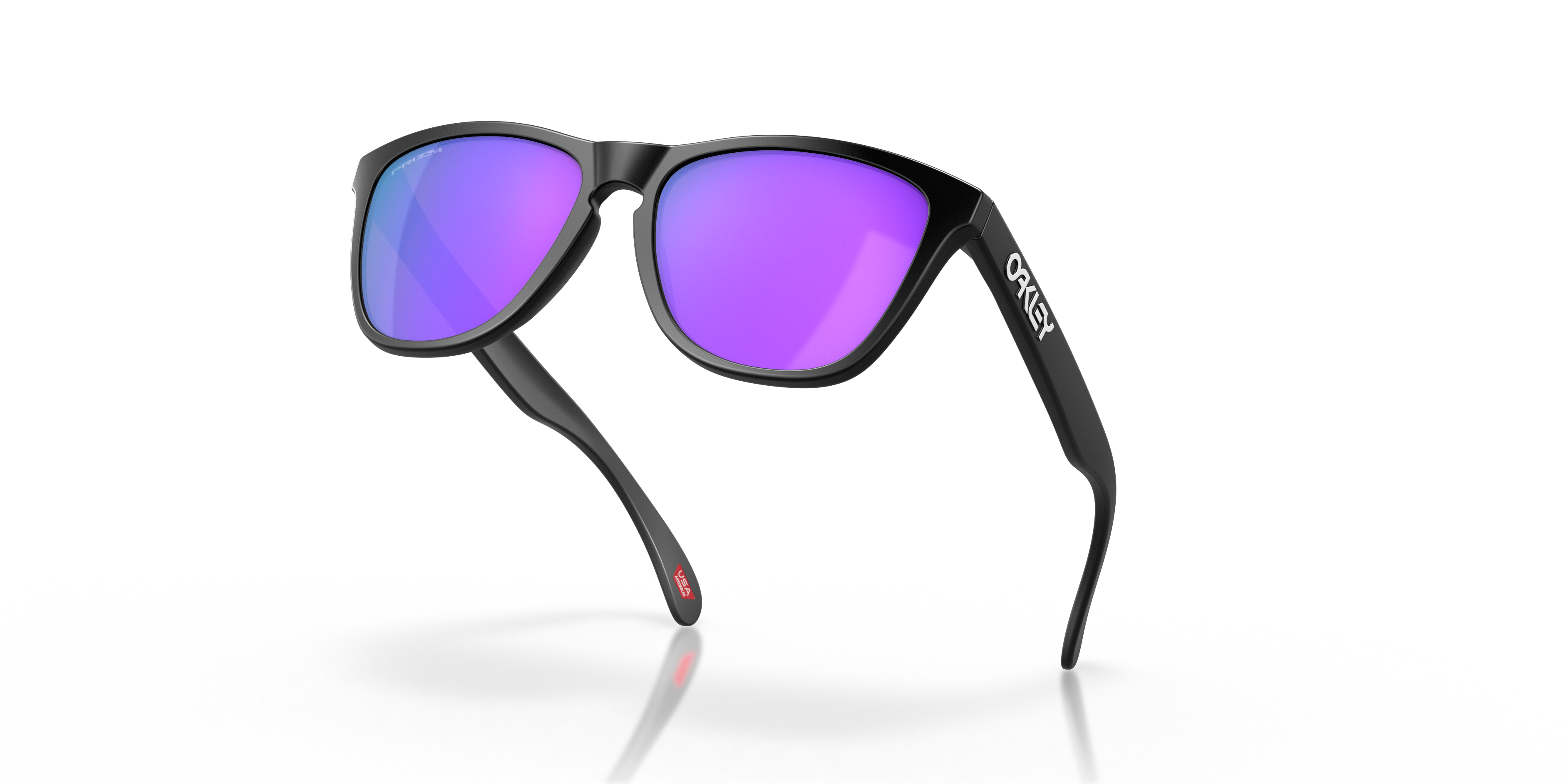 Oakley Frogskins OO9013 in Matte Black / Prizm Violet, angled view #Colour_Matte Black / Prizm Violet