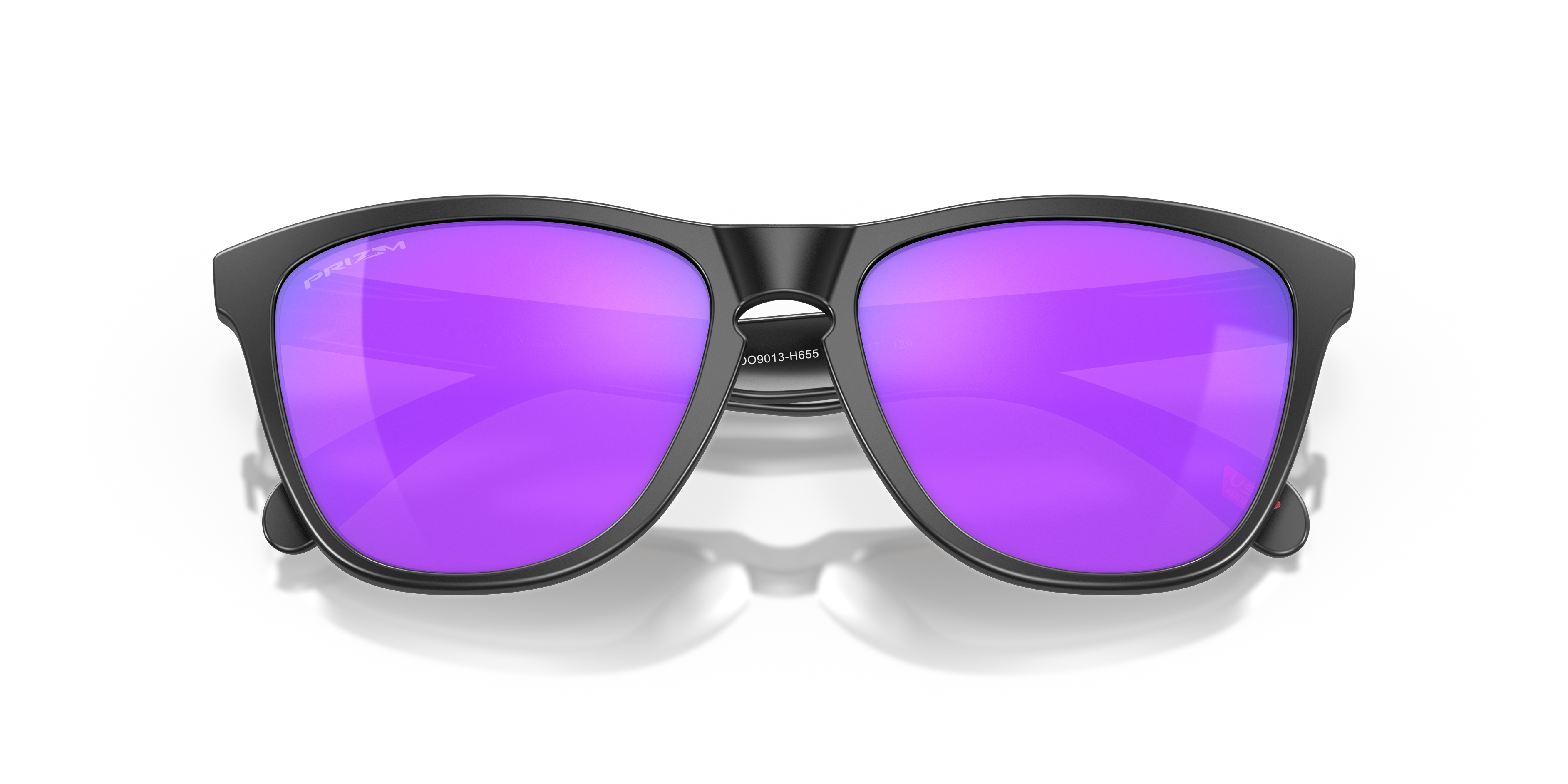 Oakley Frogskins OO9013 in Matte Black / Prizm Violet, front detail view #Colour_Matte Black / Prizm Violet