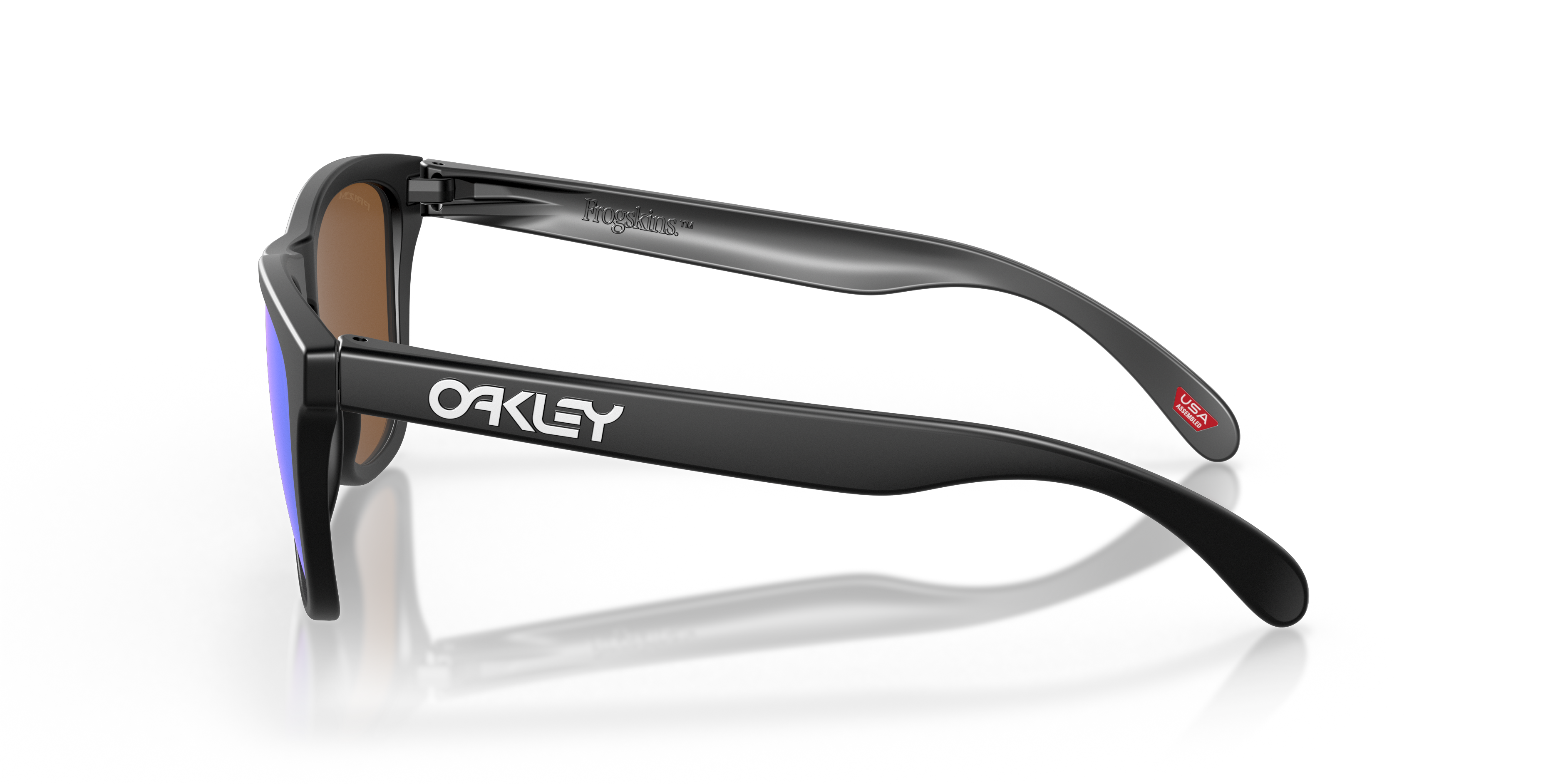 Oakley Frogskins OO9013 in Matte Black / Prizm Violet, side view #Colour_Matte Black / Prizm Violet
