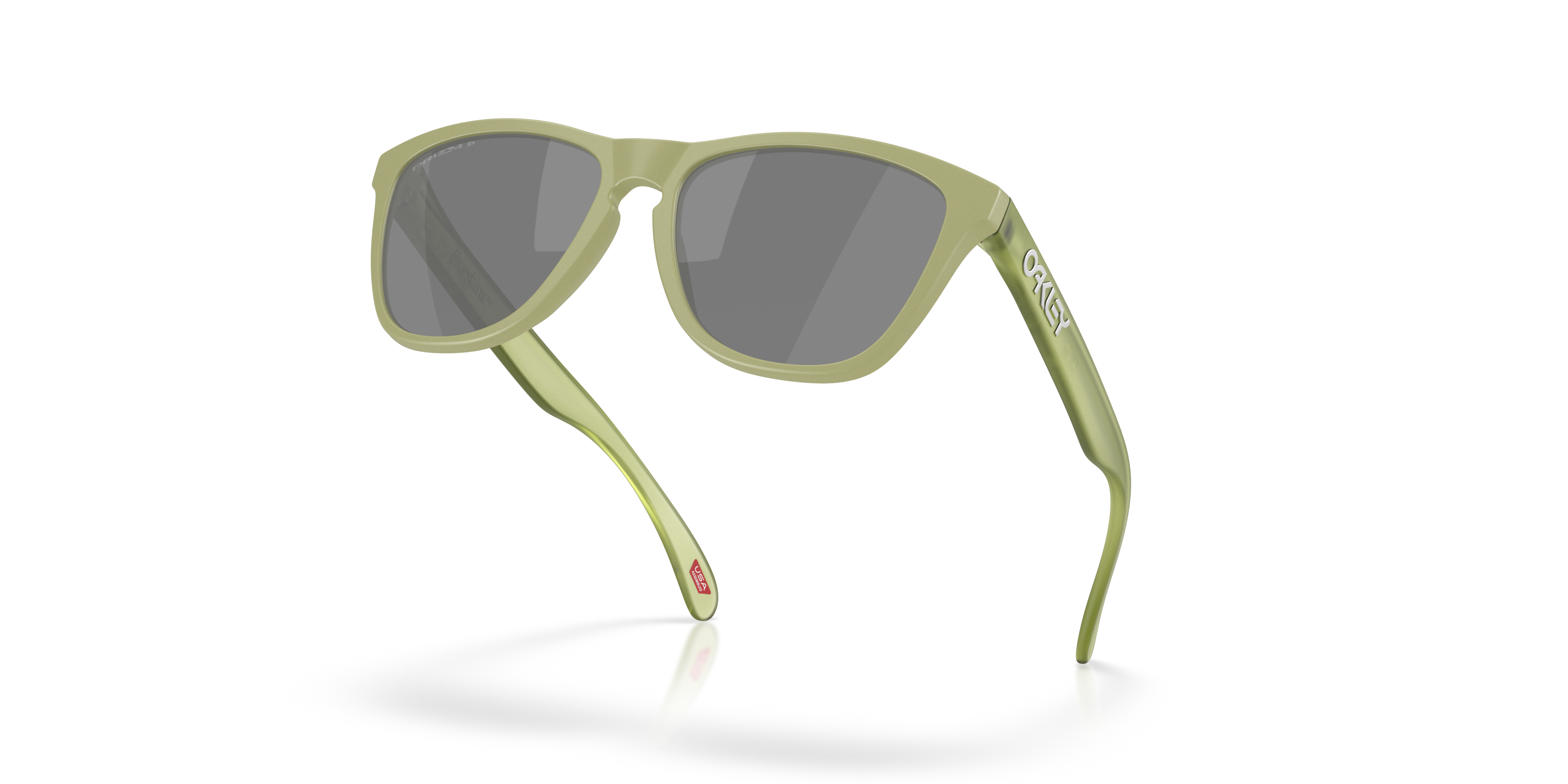 Oakley Frogskins OO9013 in Matte Fern / Prizm Black Polarized, angled view #Colour_Matte Fern / Prizm Black Polarized