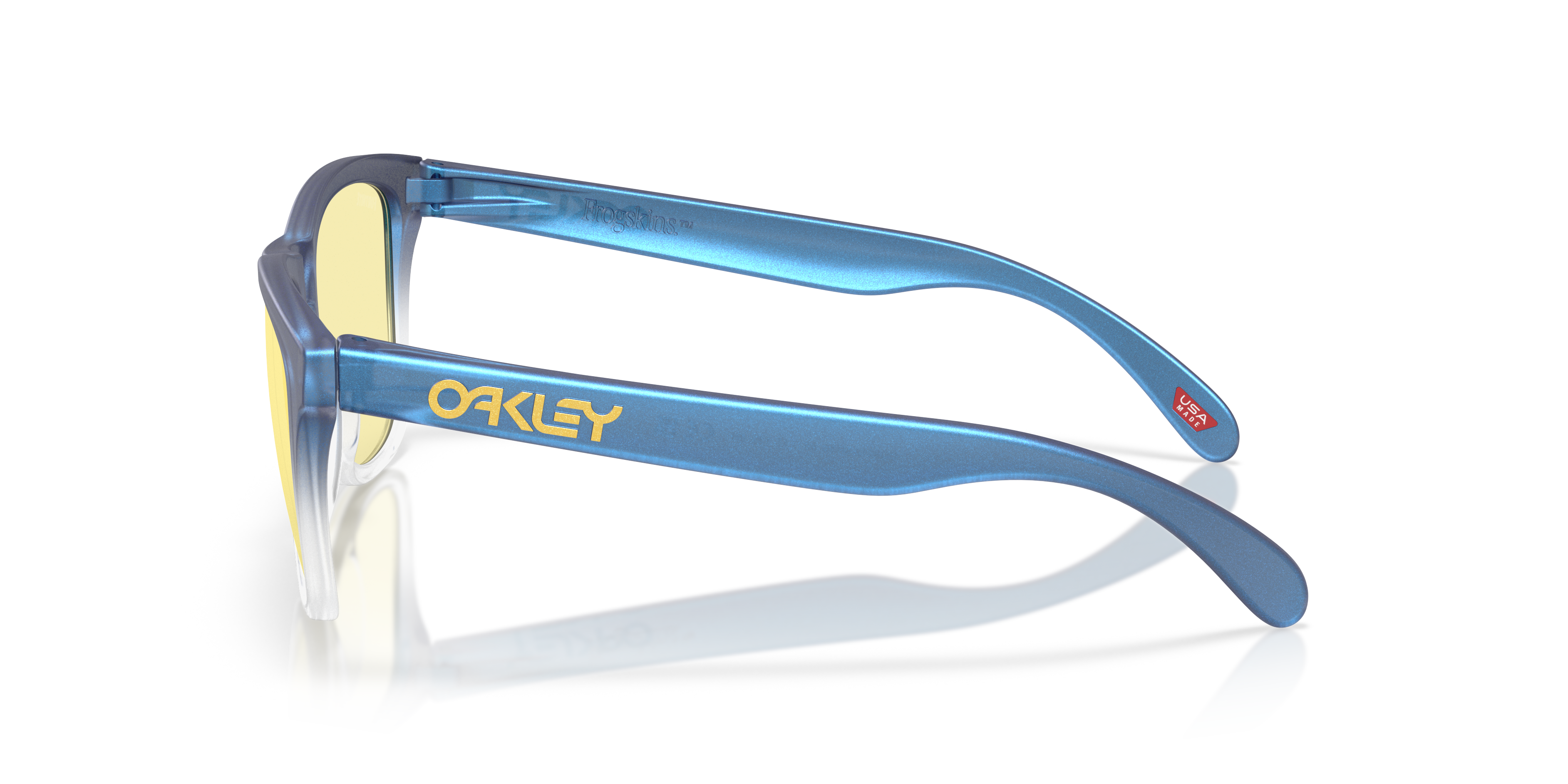 Oakley Frogskins OO9013 in Matt Cyan/Blue/Clear Shift Fade / Prizm Gaming 2.0, side view #Colour_Matt Cyan/Blue/Clear Shift Fade / Prizm Gaming 2.0