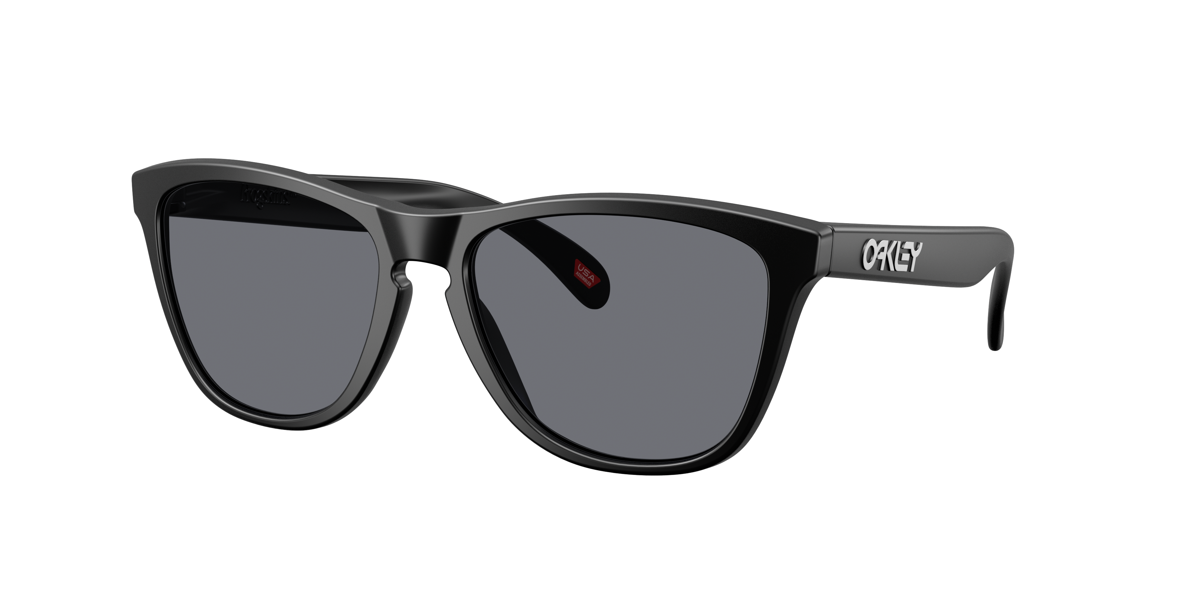 Oakley Frogskins OO9013 in Matte Black / Grey, three-quarter view #Colour_Matte Black / Grey
