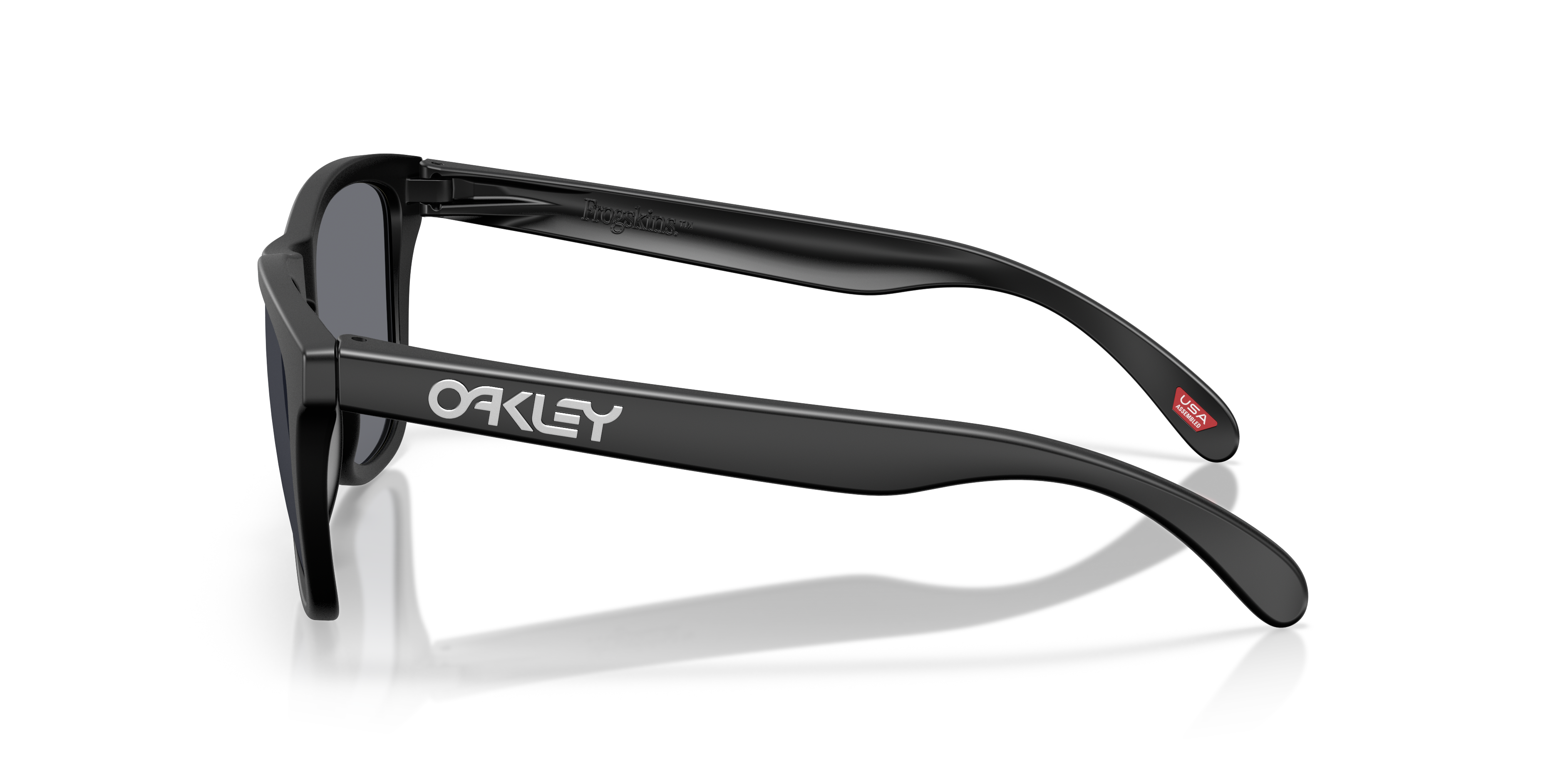 Oakley Frogskins OO9013 in Matte Black / Grey, side view #Colour_Matte Black / Grey