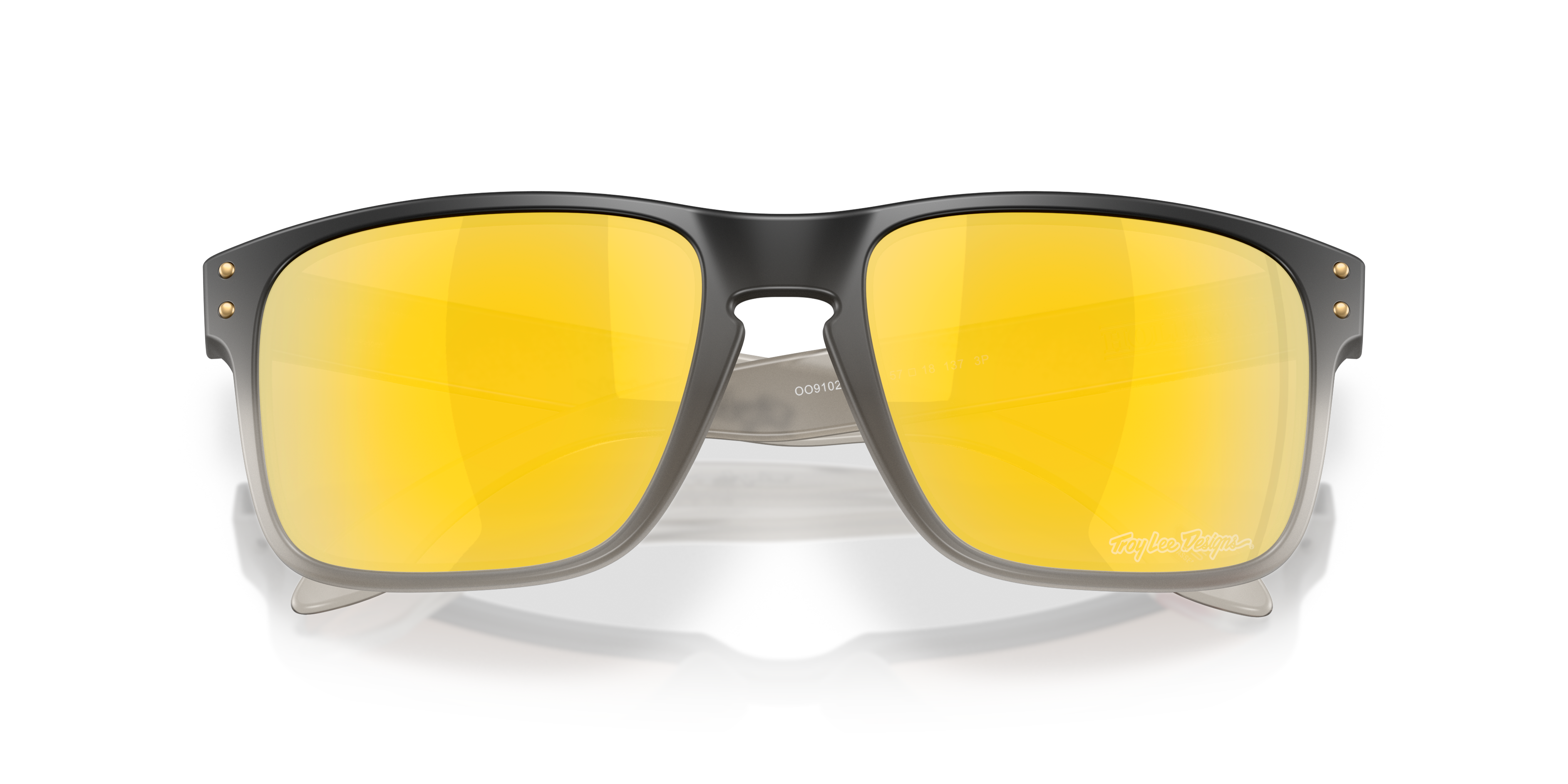 Oakley Holbrook OO9102 in Troy Lee Designs Black Fade / Prizm 24K Polarized, front detail view #Colour_Troy Lee Designs Black Fade / Prizm 24K Polarized