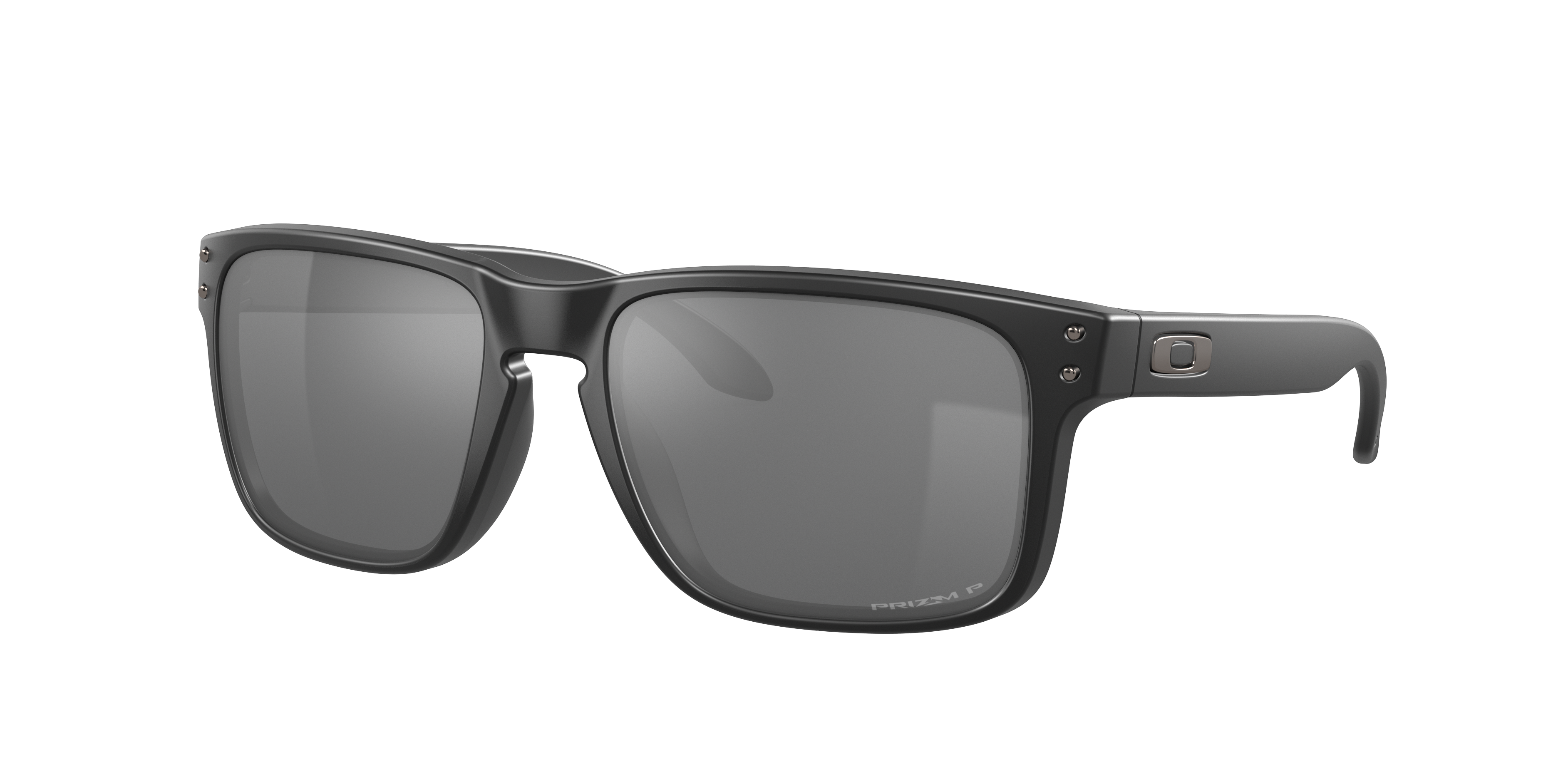 Oakley Holbrook OO9102 in Matte Black / Prizm Black Polarized, three-quarter view #Colour_Matte Black / Prizm Black Polarized