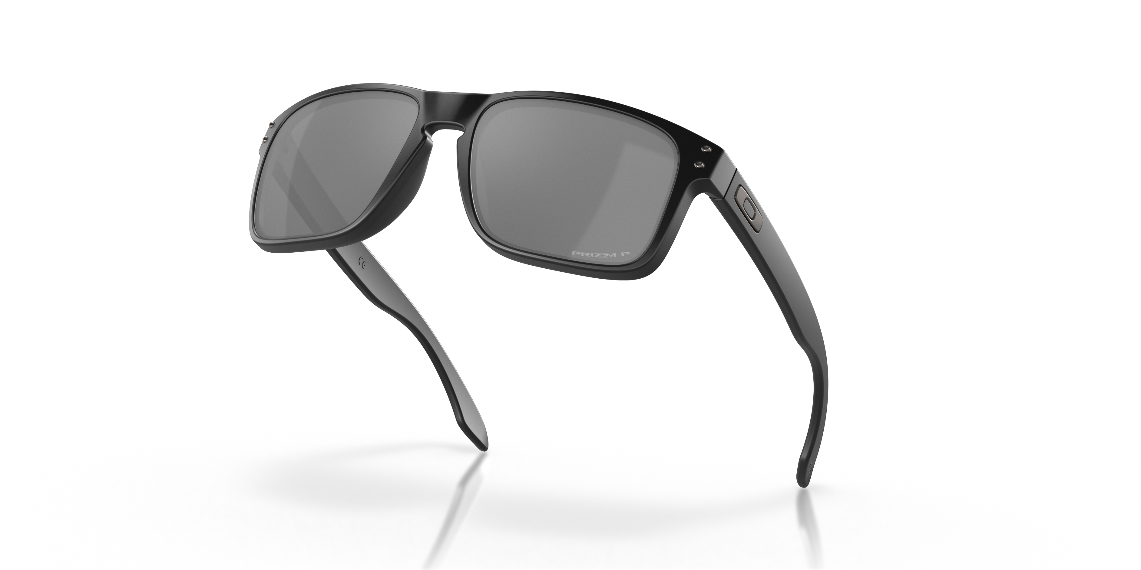 Oakley Holbrook OO9102 in Matte Black / Prizm Black Polarized, angled view #Colour_Matte Black / Prizm Black Polarized
