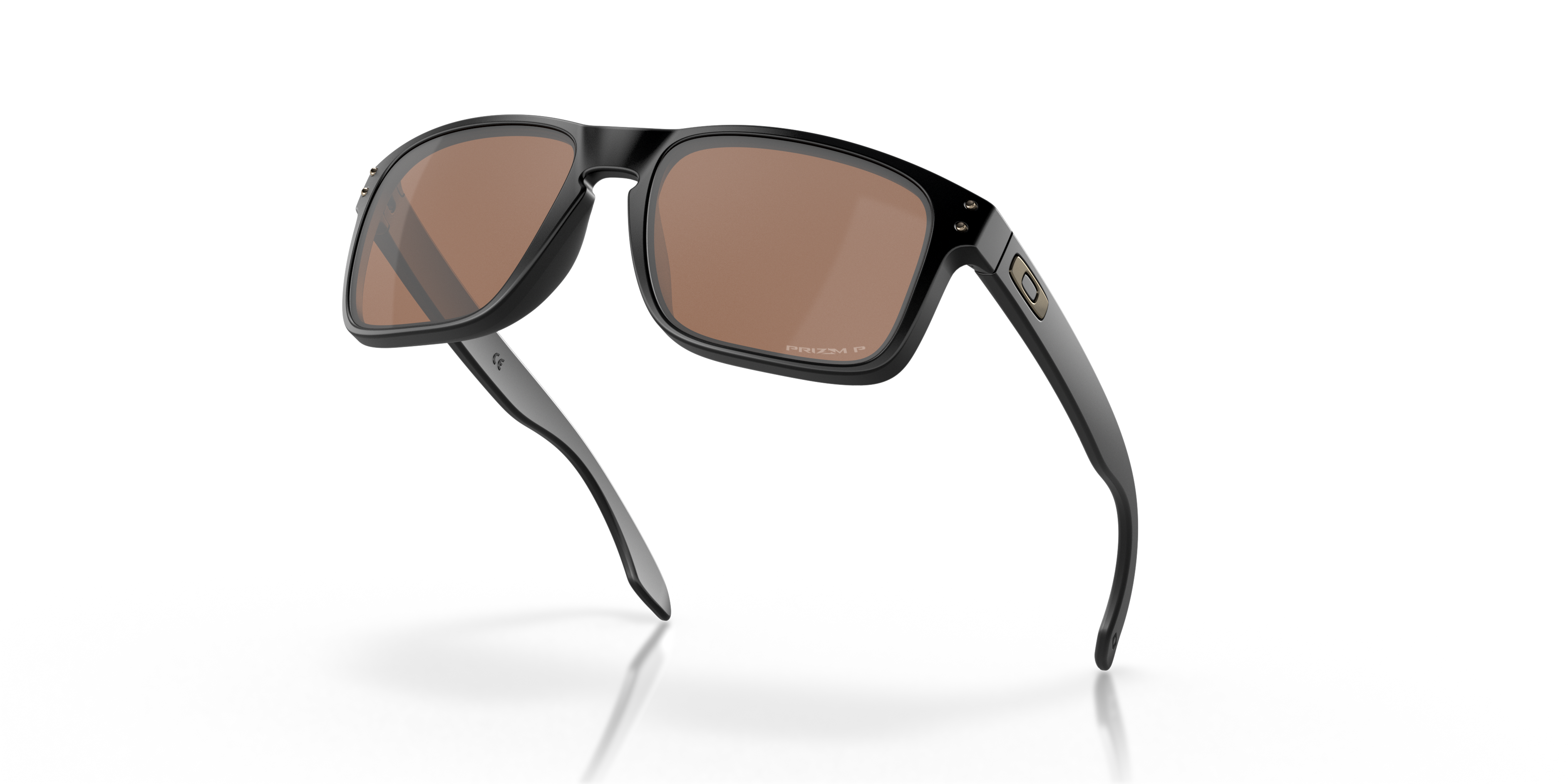 Oakley Holbrook OO9102 in Matte Black / Prizm Tungsten Polarized, angled view #Colour_Matte Black / Prizm Tungsten Polarized