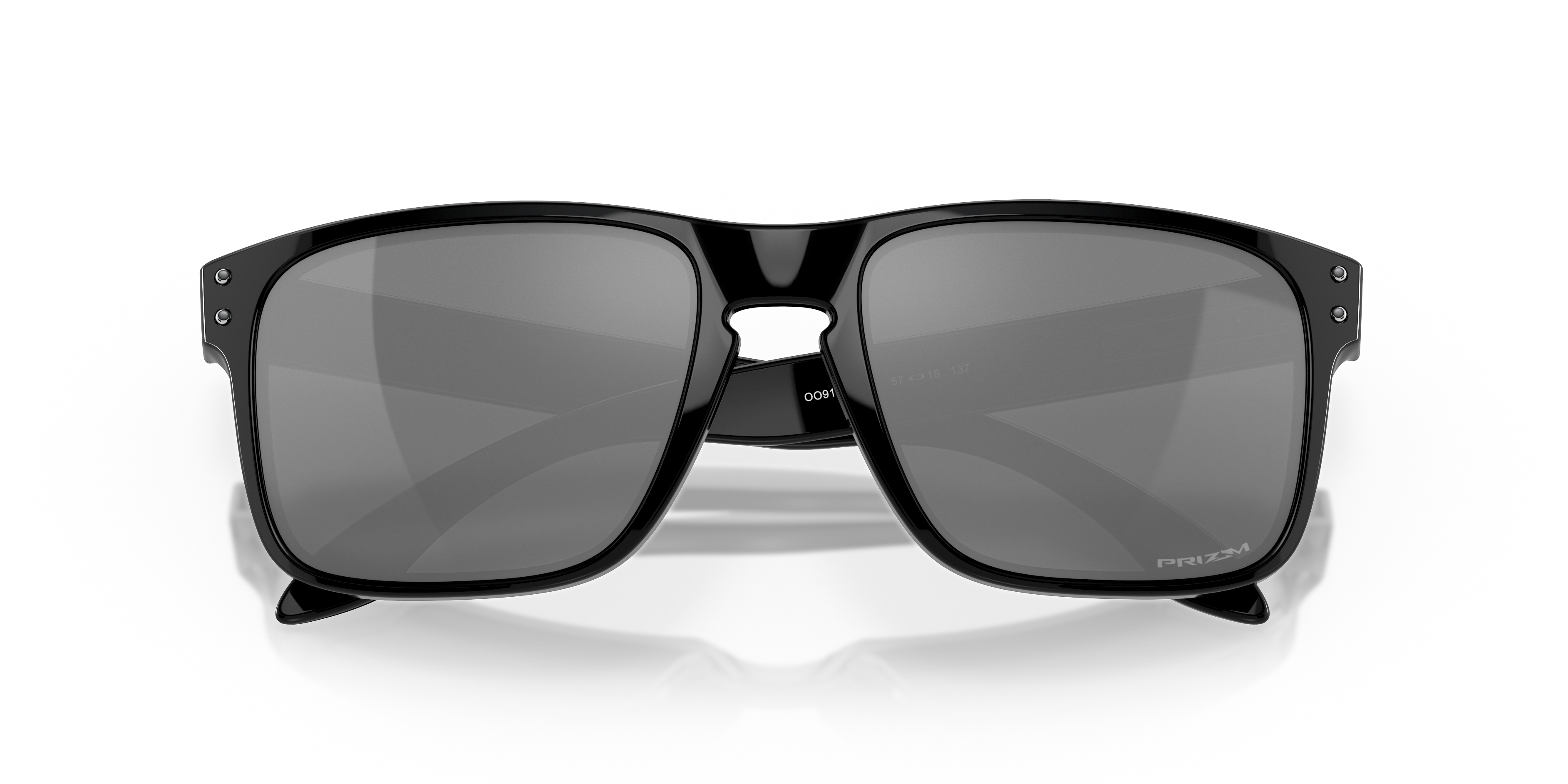 Oakley Holbrook OO9102 in Polished Black / Prizm Black, front detail view #Colour_Polished Black / Prizm Black