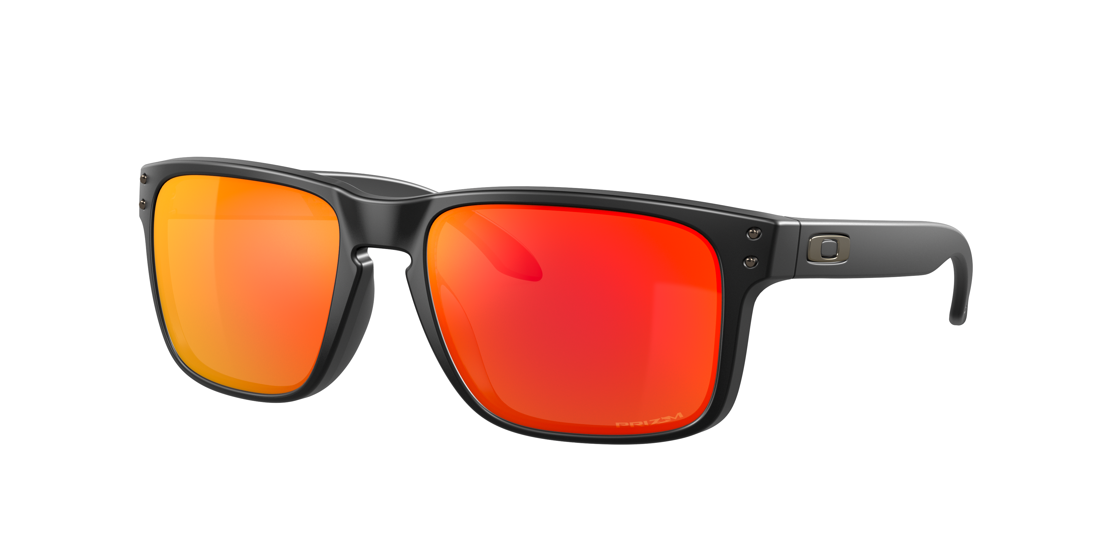 Oakley Holbrook OO9102 in Matte Black / Prizm Ruby, three-quarter view #Colour_Matte Black / Prizm Ruby