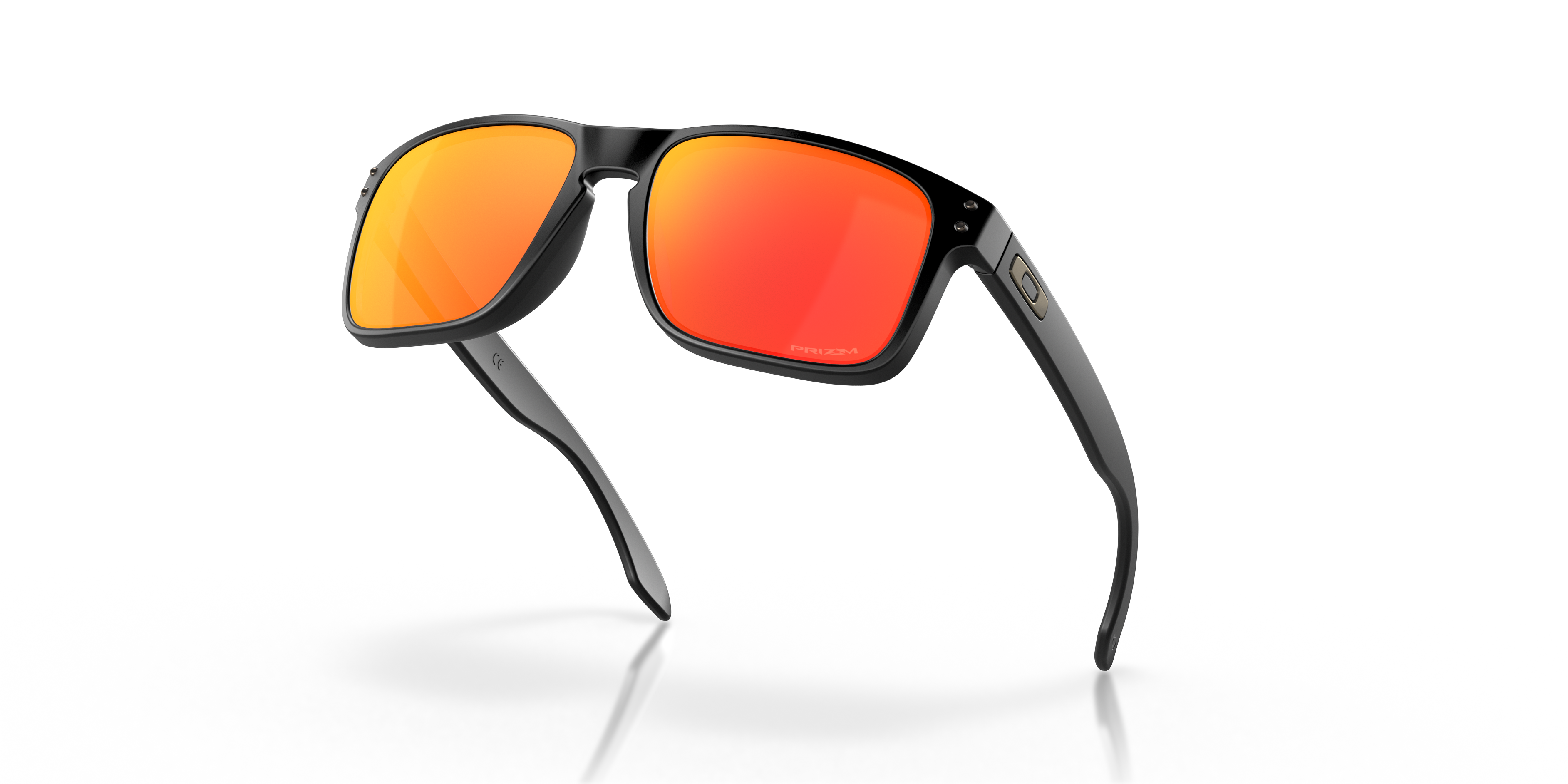 Oakley Holbrook OO9102 in Matte Black / Prizm Ruby, angled view #Colour_Matte Black / Prizm Ruby