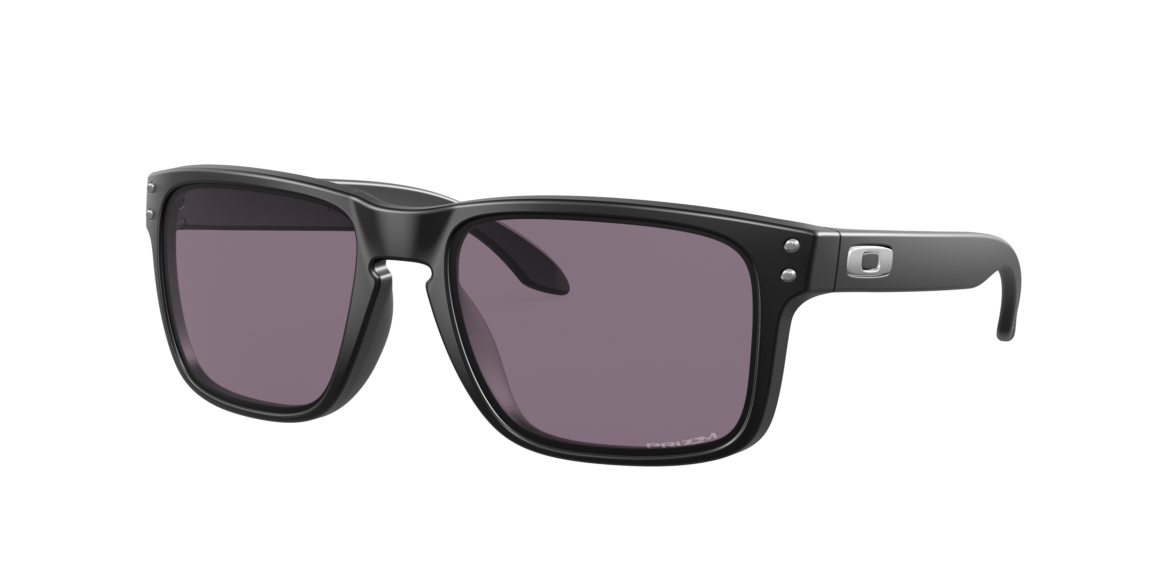Oakley Holbrook OO9102 in Matte Black / Prizm Grey, three-quarter view #Colour_Matte Black / Prizm Grey