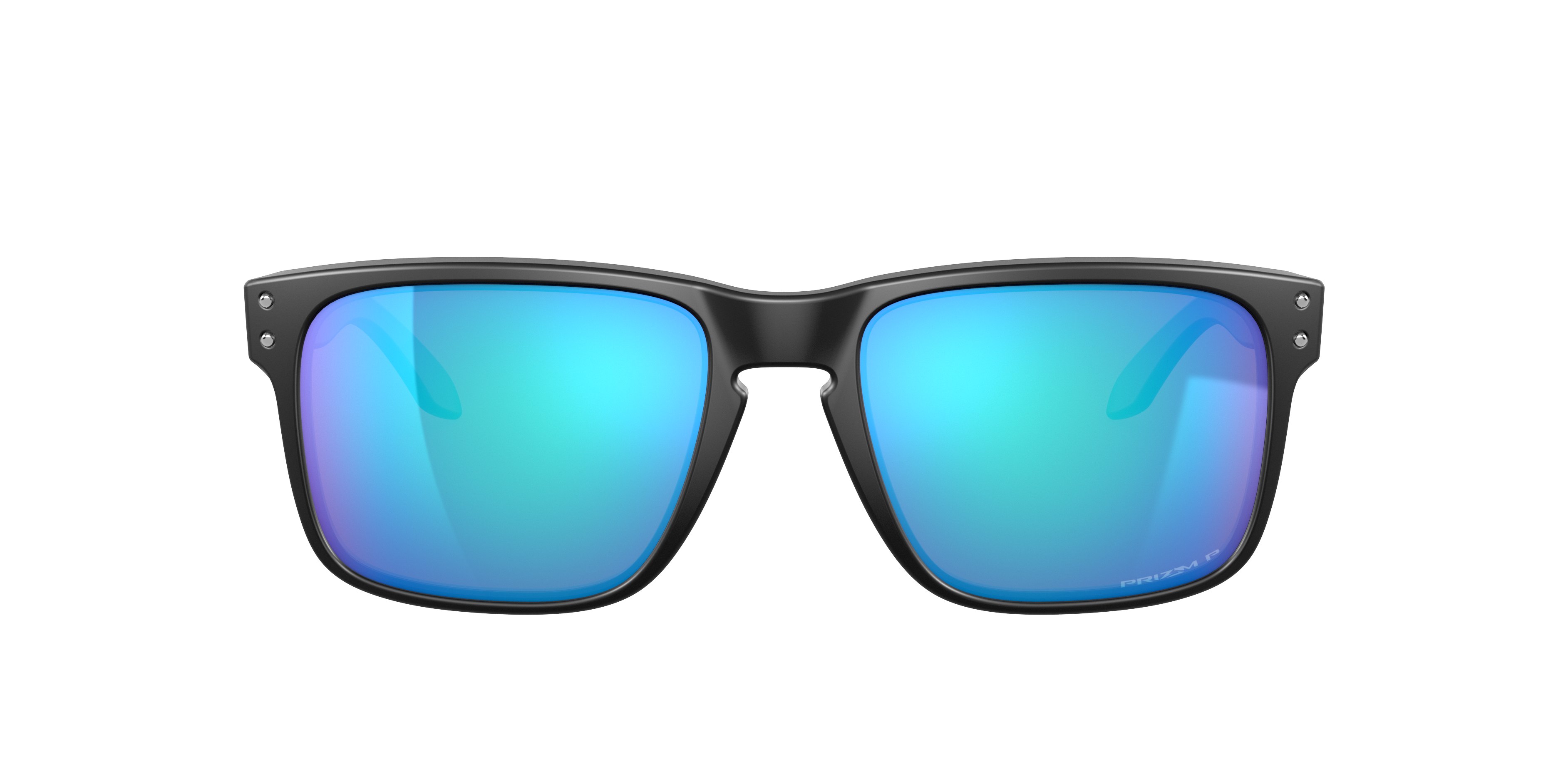Oakley Holbrook OO9102 in Matte Black / Prizm Sapphire Polarized, front view #Colour_Matte Black / Prizm Sapphire Polarized