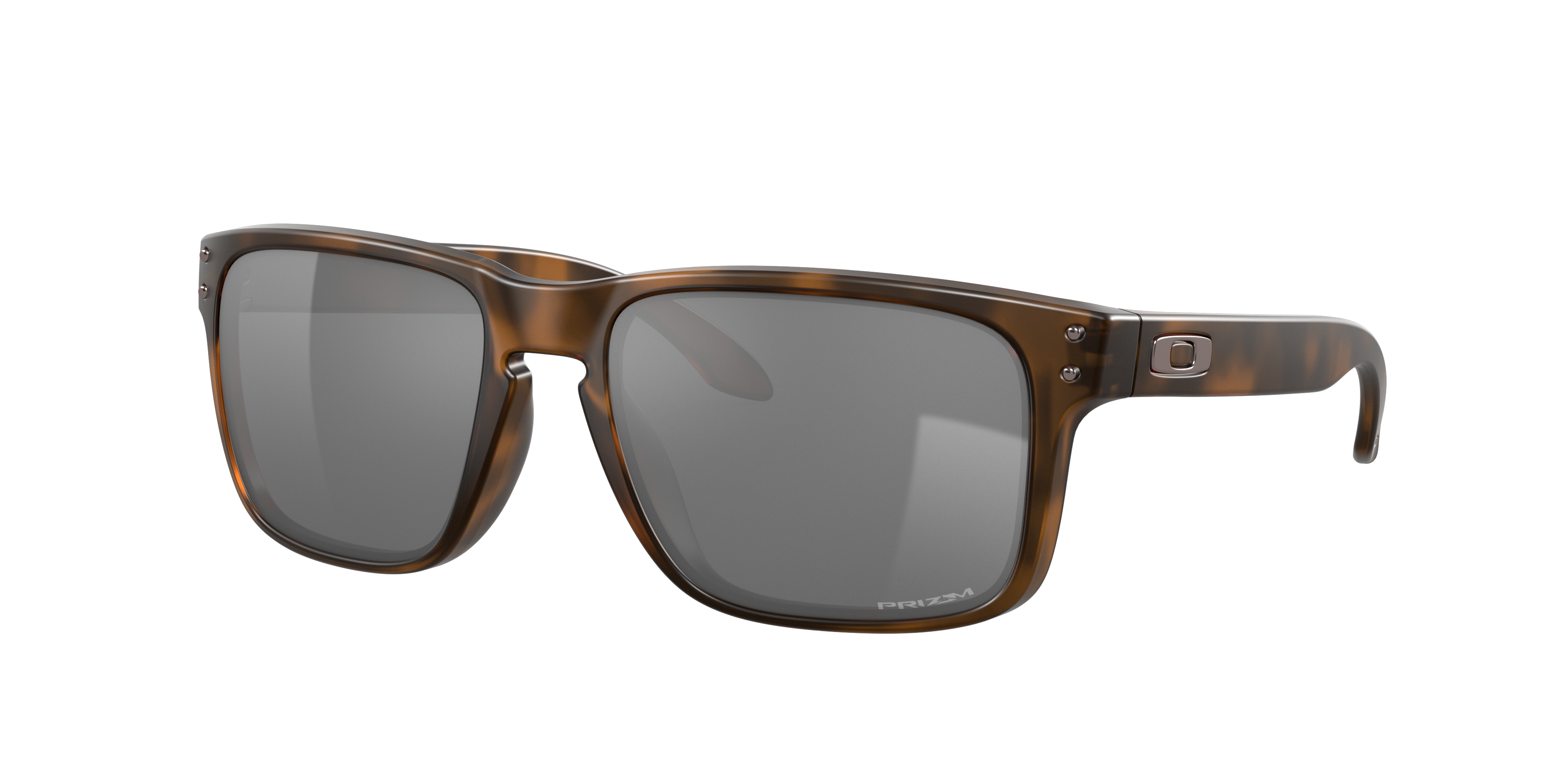 Oakley Holbrook OO9102 in Matte Brown Tortoise / Prizm Black, three-quarter view #Colour_Matte Brown Tortoise / Prizm Black