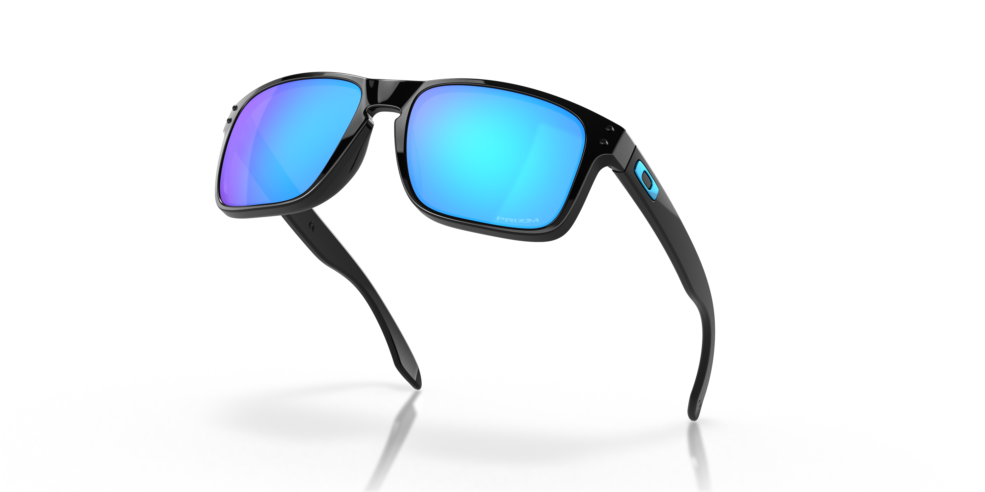 Oakley Holbrook OO9102 in Polished Black / Prizm Sapphire, angled view #Colour_Polished Black / Prizm Sapphire