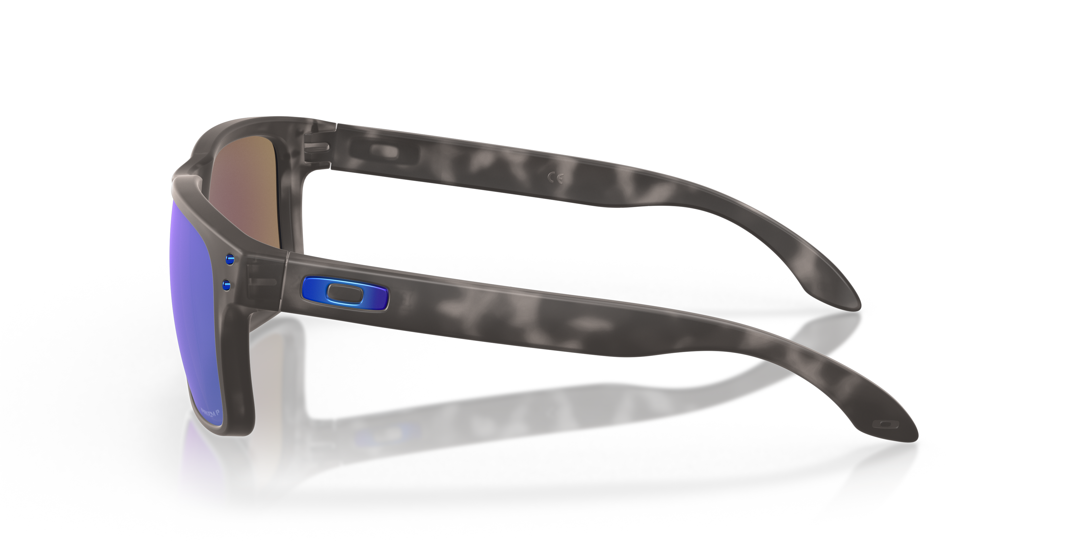 Oakley Holbrook OO9102 in Matte Black Tortoise / Prizm Sapphire Polarized, side view #Colour_Matte Black Tortoise / Prizm Sapphire Polarized