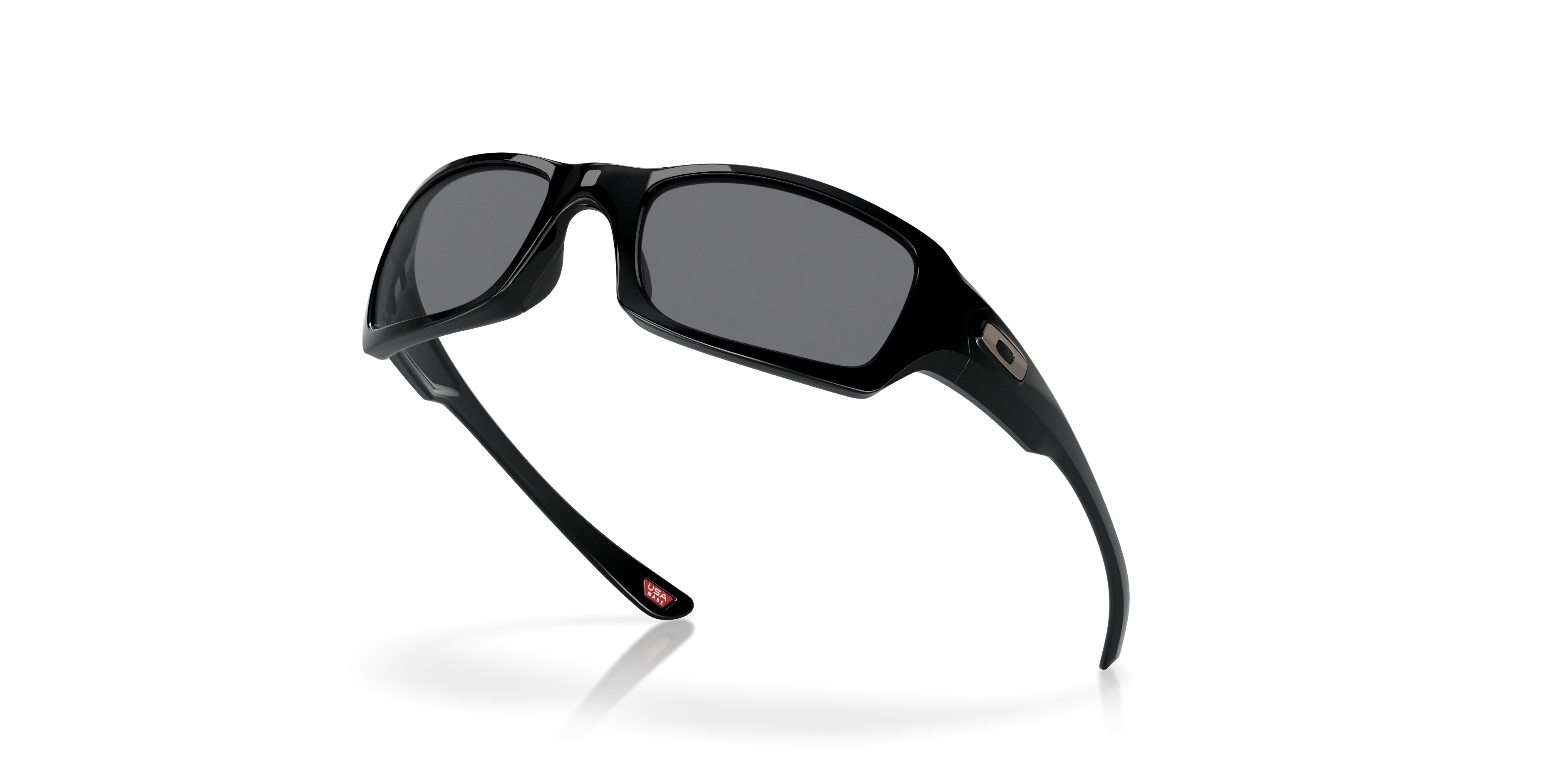 Oakley Fives Squared OO9238 in Polished Black / Grey, angled view #Colour_Polished Black / Grey